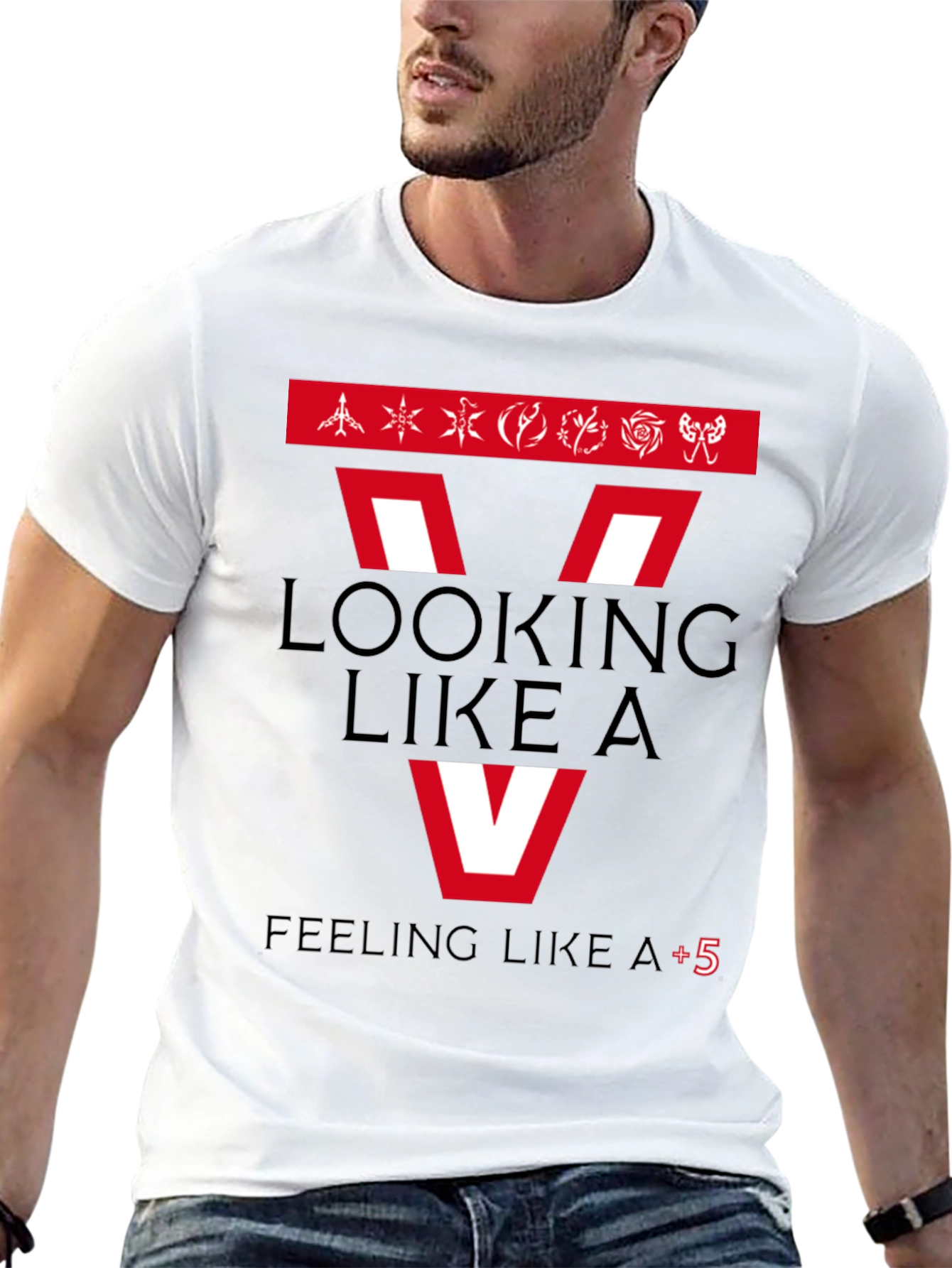 Looking Like A V Mens Black Graphic T-Shirt
