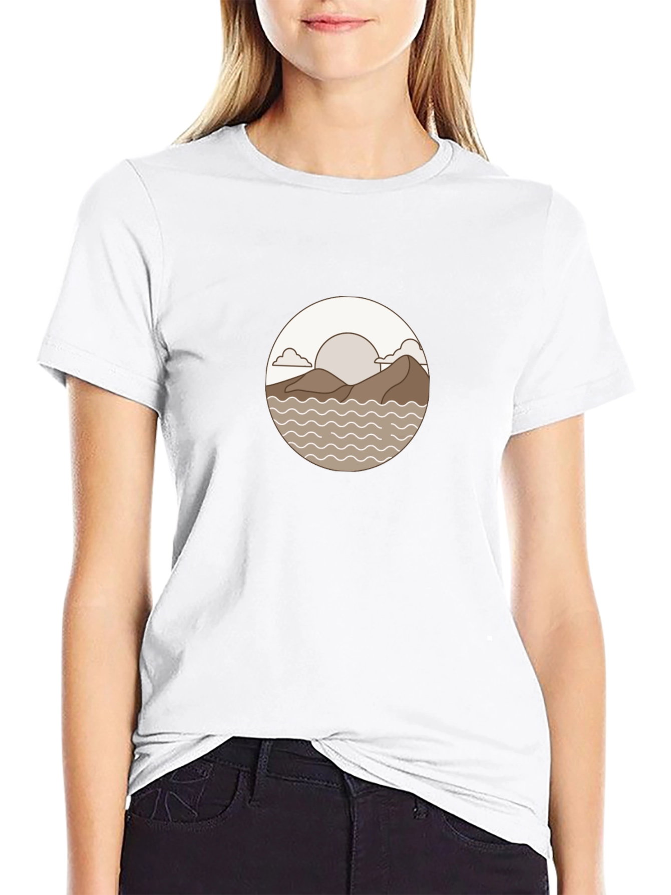 Minimalist Landscape Graphic Tee - Black