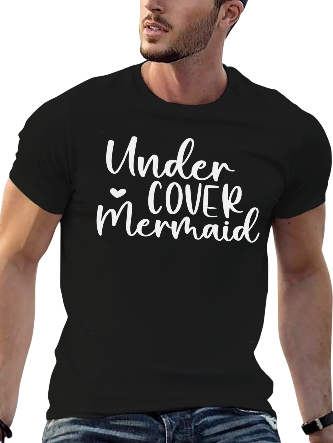 Undercover Mermaid Graphic Tee - Casual Black T-Shirt