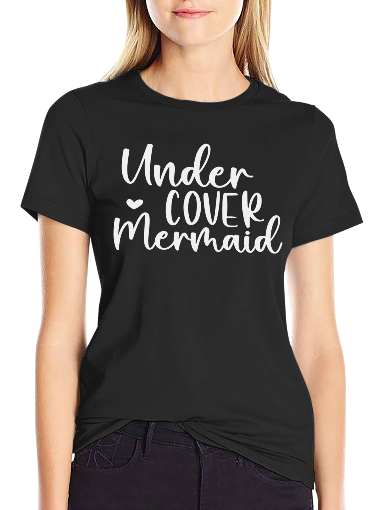 Undercover Mermaid Graphic Tee - Casual Black T-Shirt