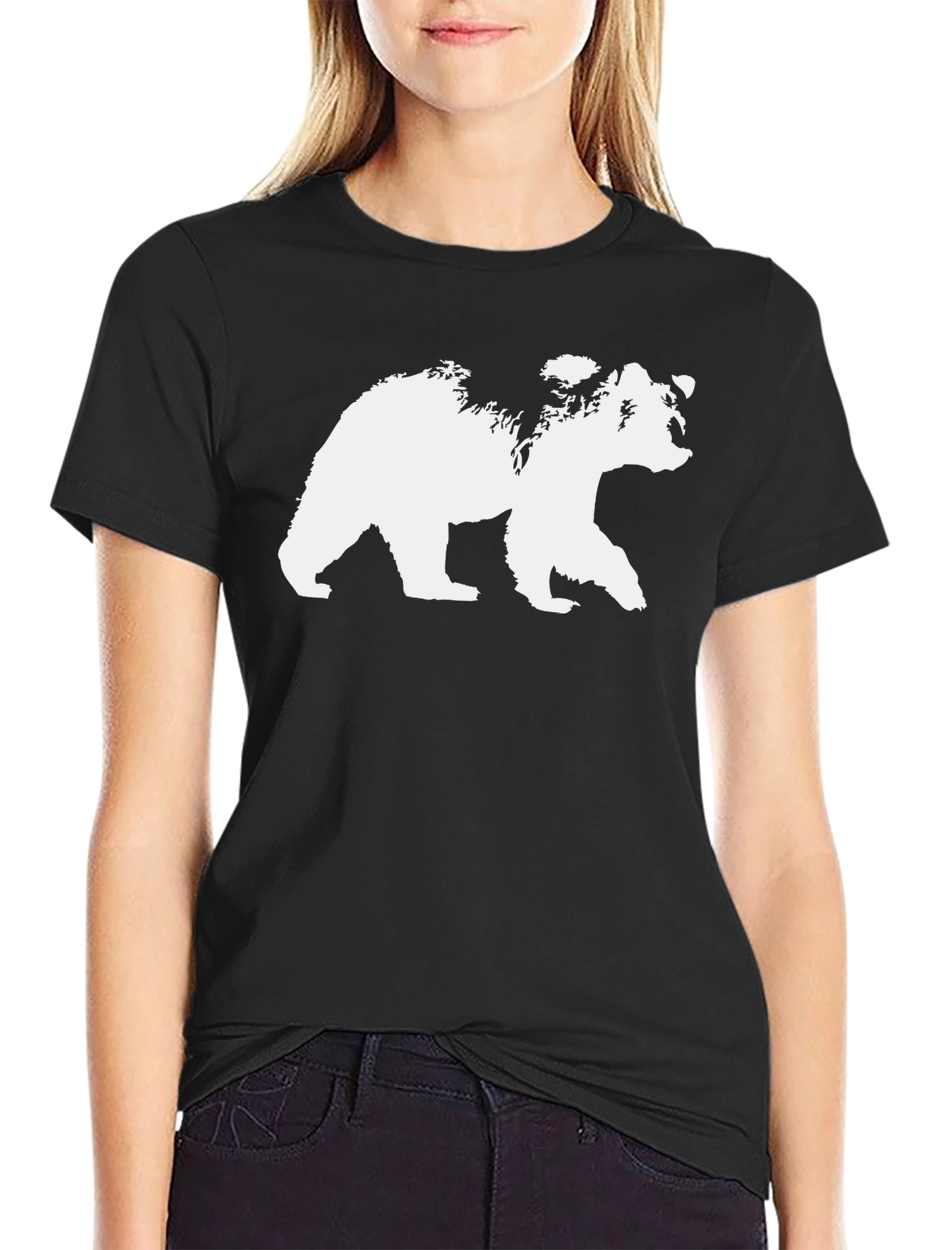 Bear Graphic Tee - Black Cotton T-Shirt