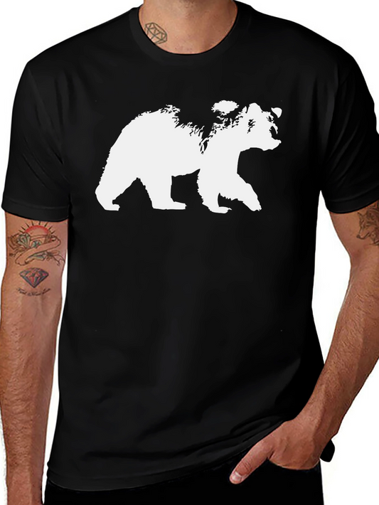 Bear Graphic Tee - Black Cotton T-Shirt