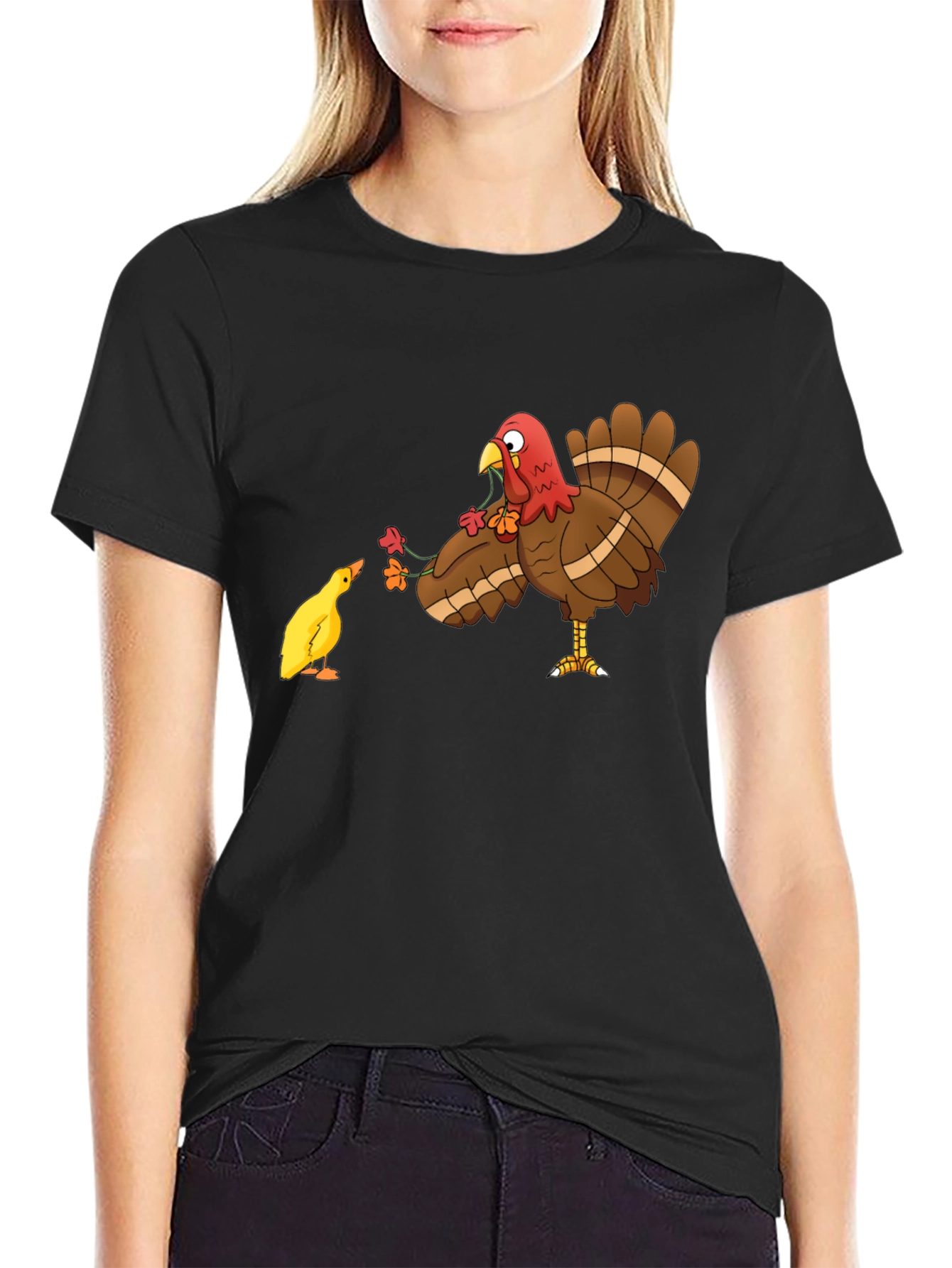 Thanksgiving Turkey & Chick T-Shirt - Holiday Graphic Tee