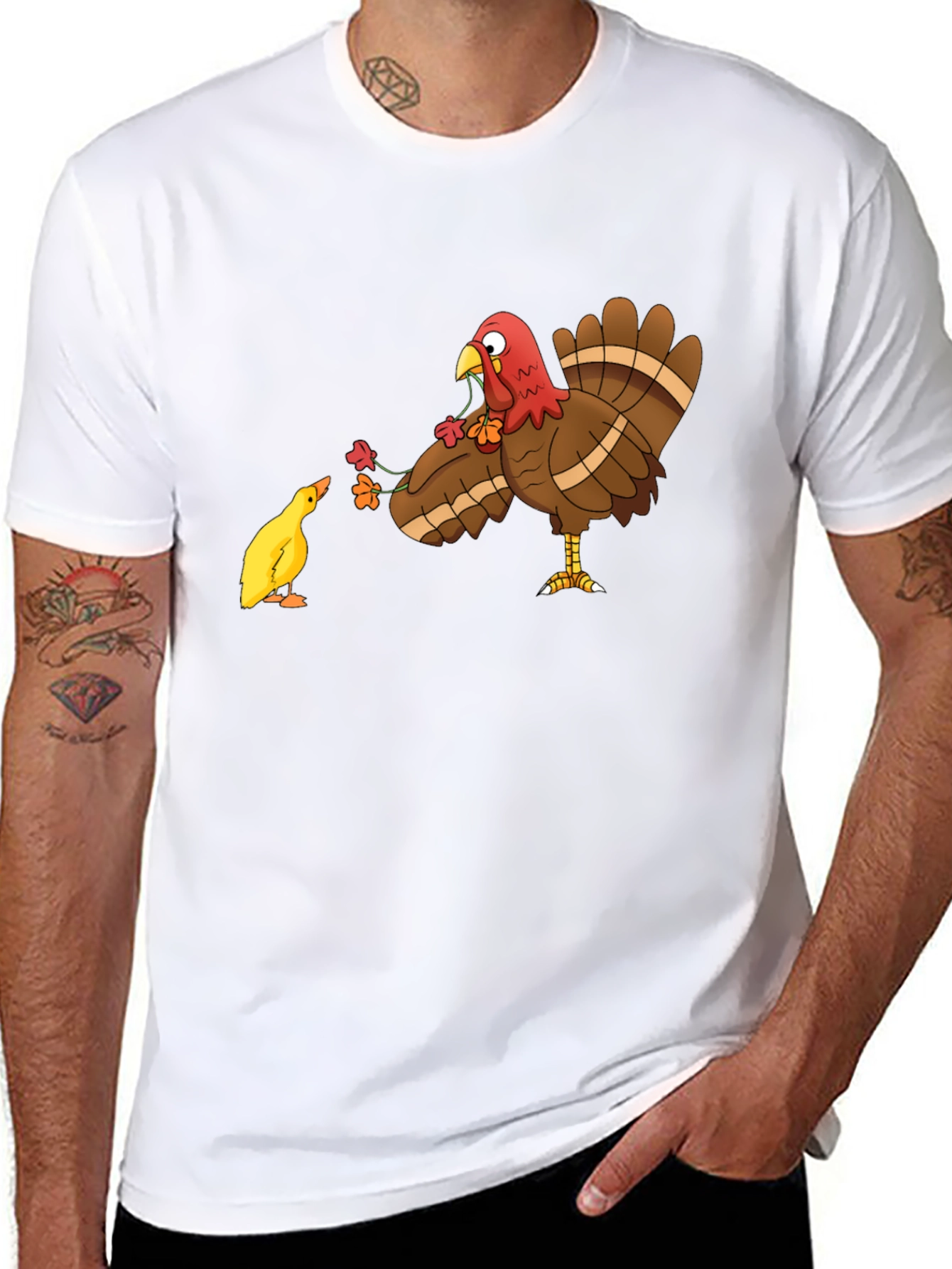 Thanksgiving Turkey & Chick T-Shirt - Holiday Graphic Tee