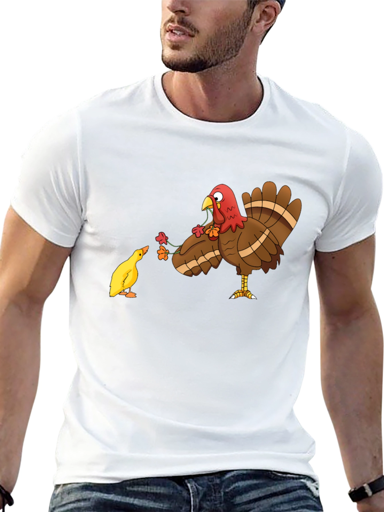 Thanksgiving Turkey & Chick T-Shirt - Holiday Graphic Tee
