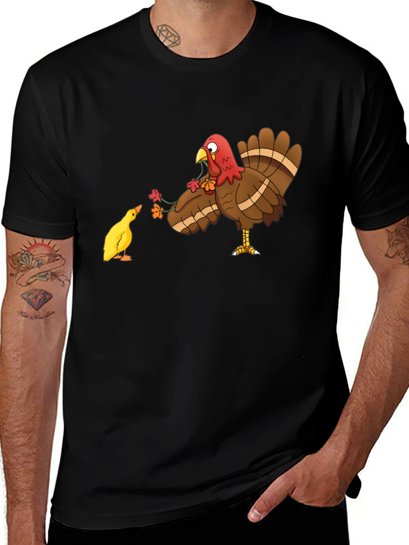 Thanksgiving Turkey & Chick T-Shirt - Holiday Graphic Tee