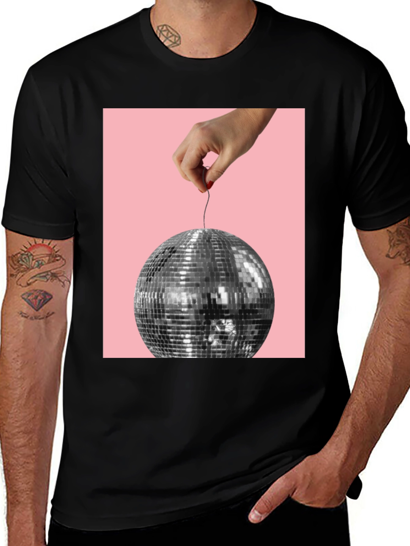Disco Ball Graphic Tee - Stylish Party Shirt