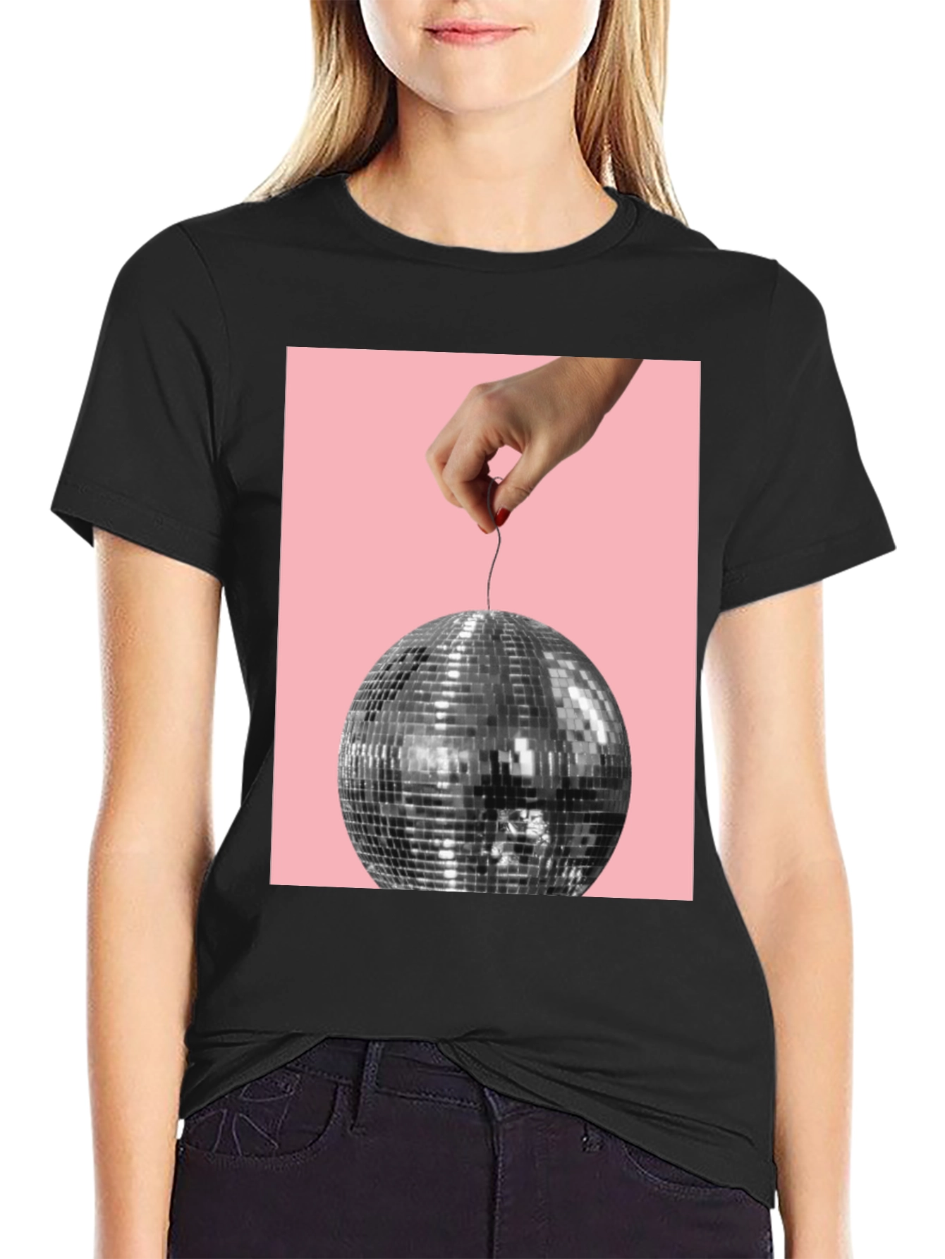 Disco Ball Graphic Tee - Stylish Party Shirt