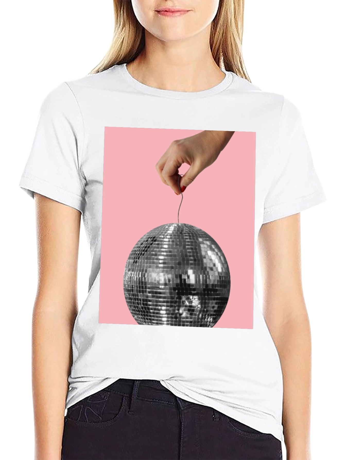 Disco Ball Graphic Tee - Stylish Party Shirt