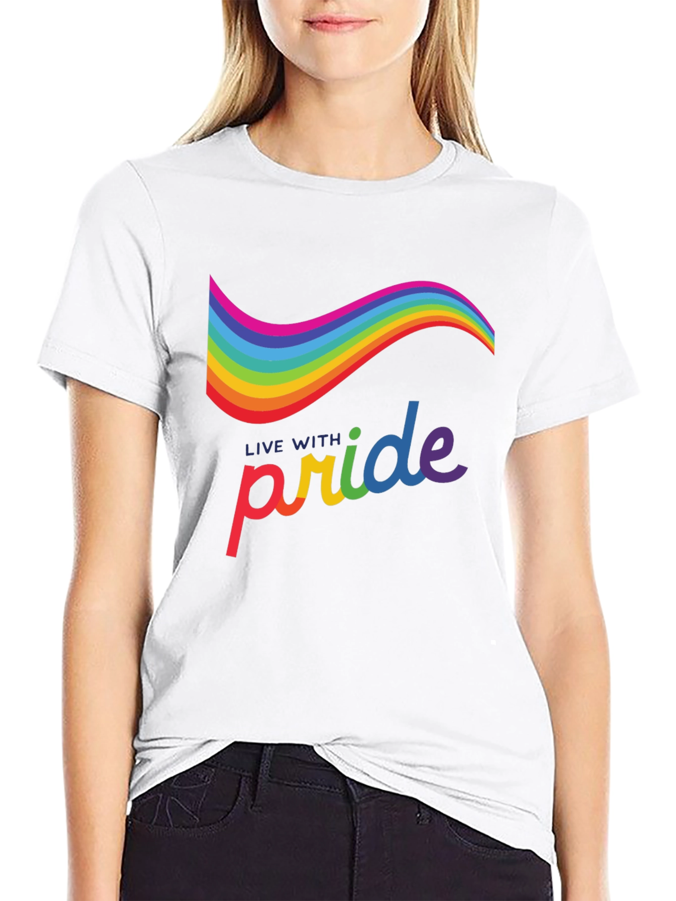Live with Pride Rainbow Graphic Tee - Black