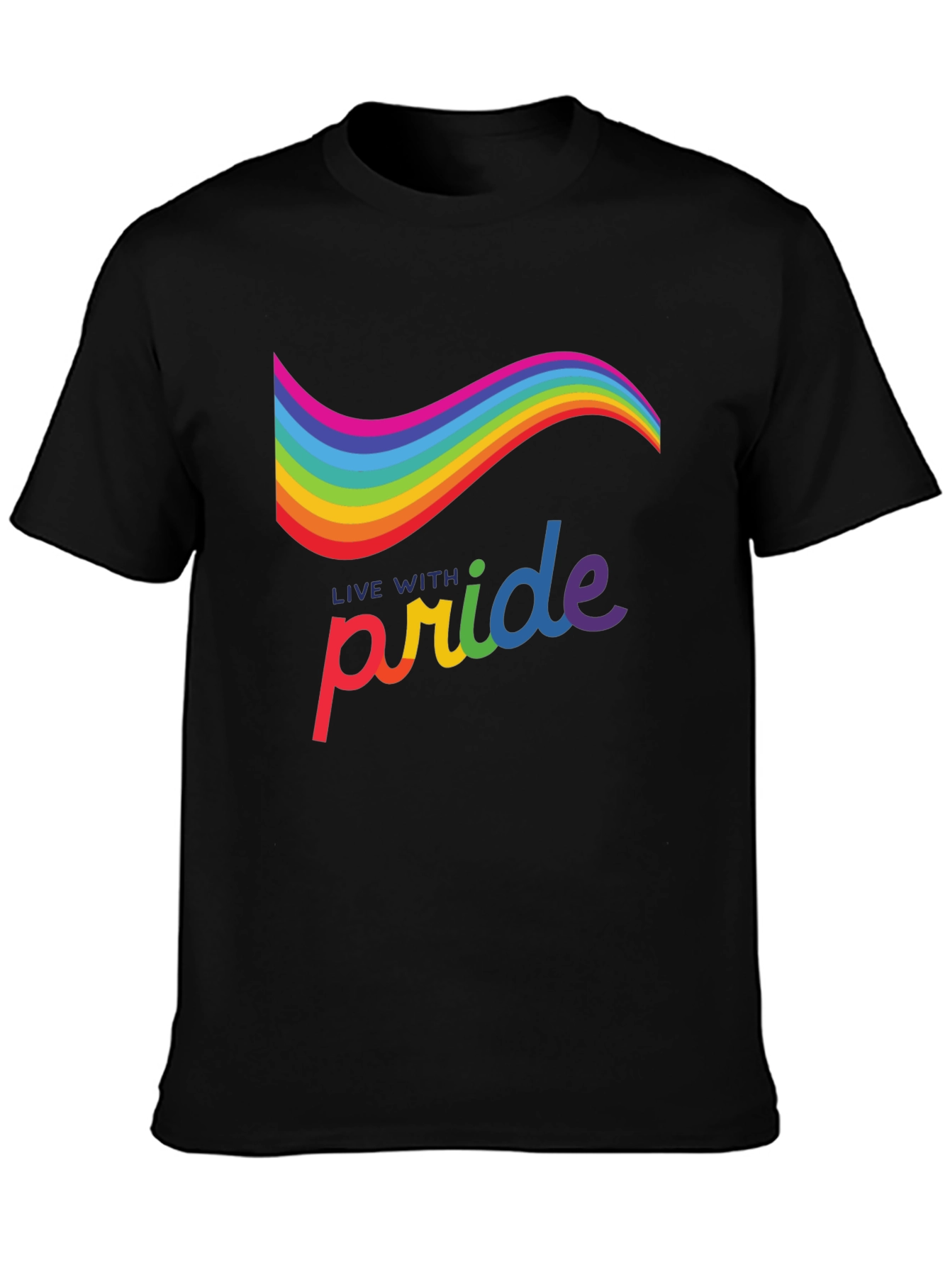 Live with Pride Rainbow Graphic Tee - Black