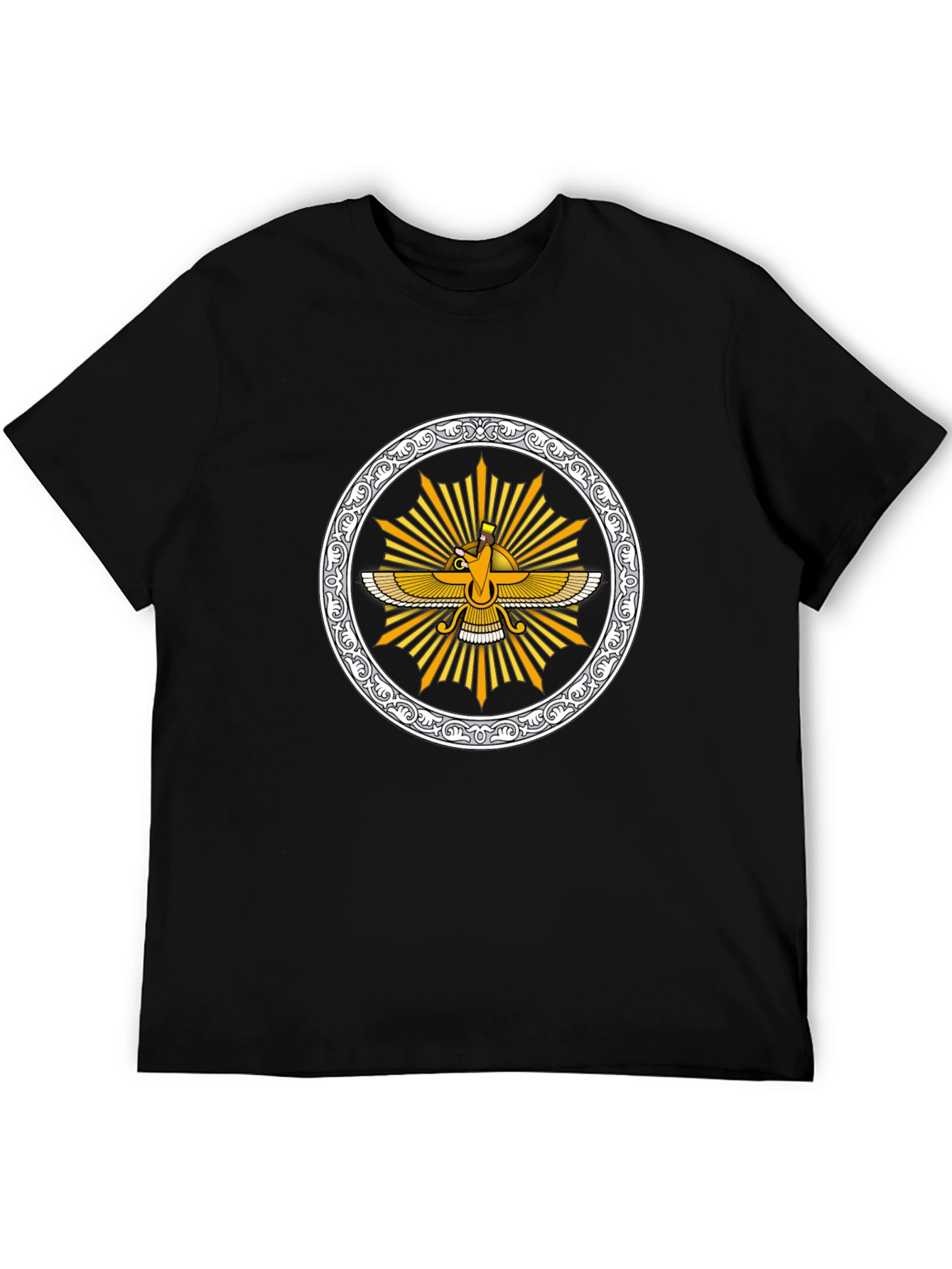 Zoroastrian Faravahar Graphic Tee - Black
