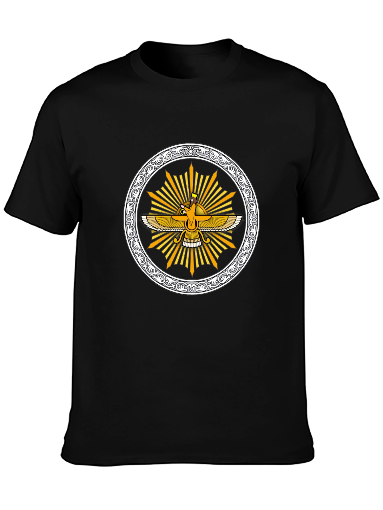Zoroastrian Faravahar Graphic Tee - Black