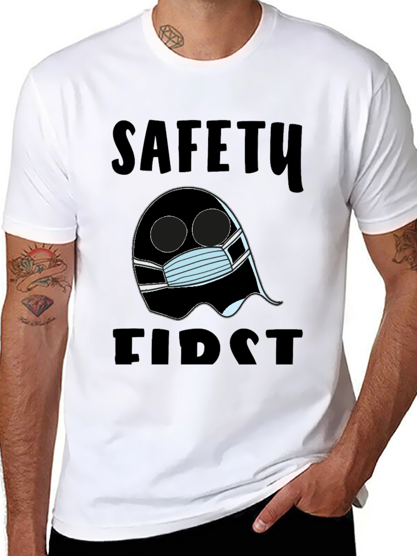 Safety First Ghost T-Shirt Halloween Costume Tee