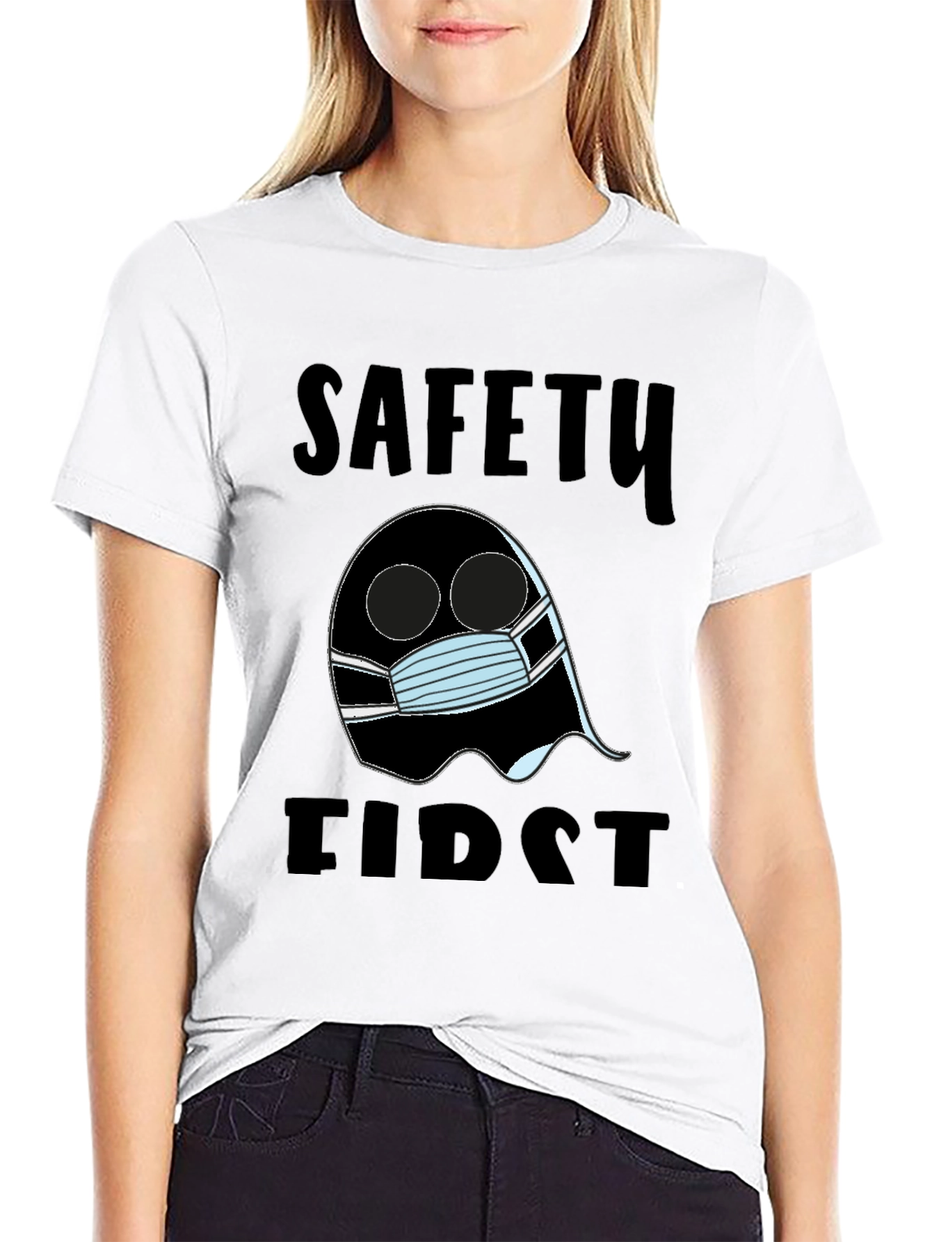 Safety First Ghost T-Shirt Halloween Costume Tee