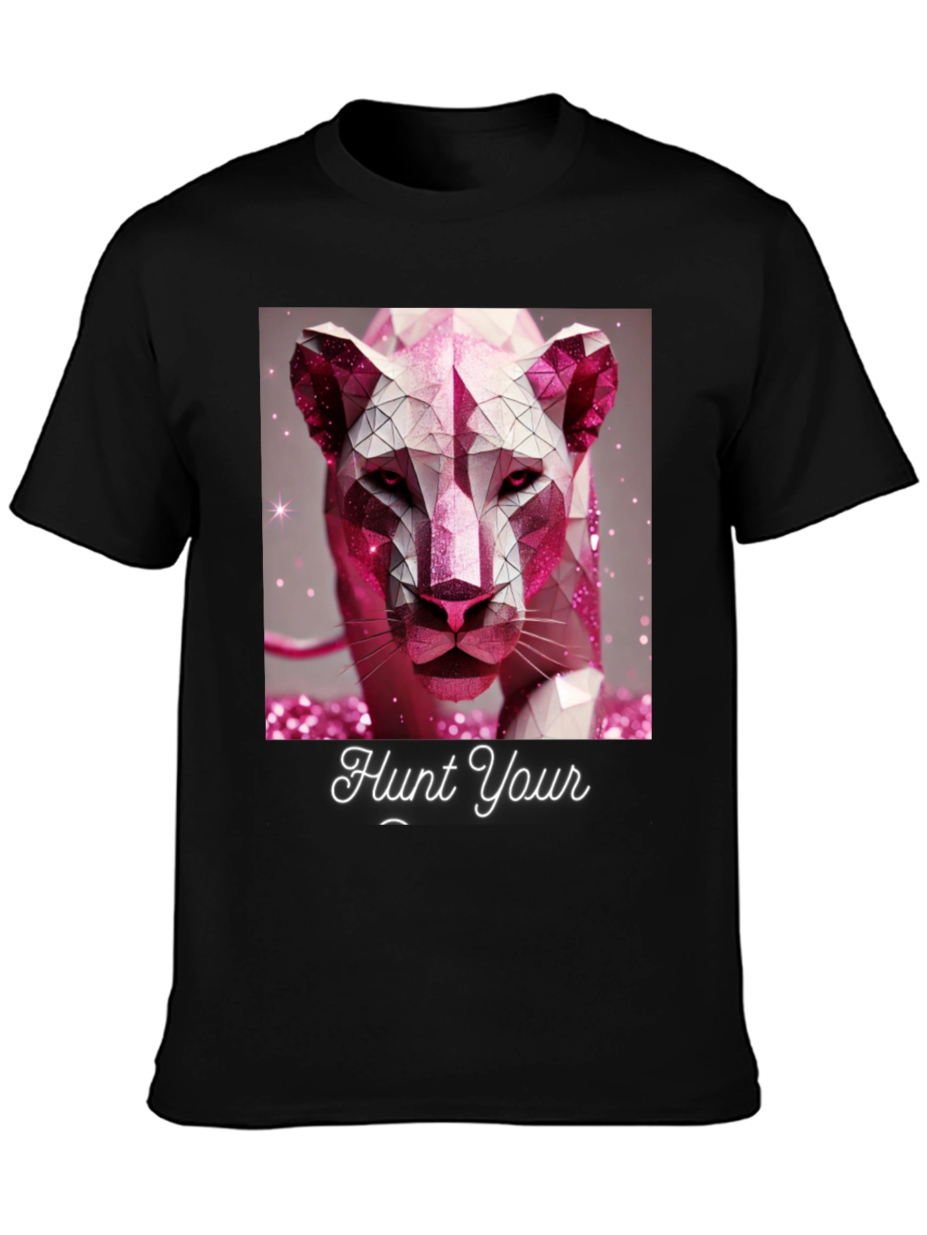 Hunt Your Dreams T-Shirt - Geometric Pink Panther Design