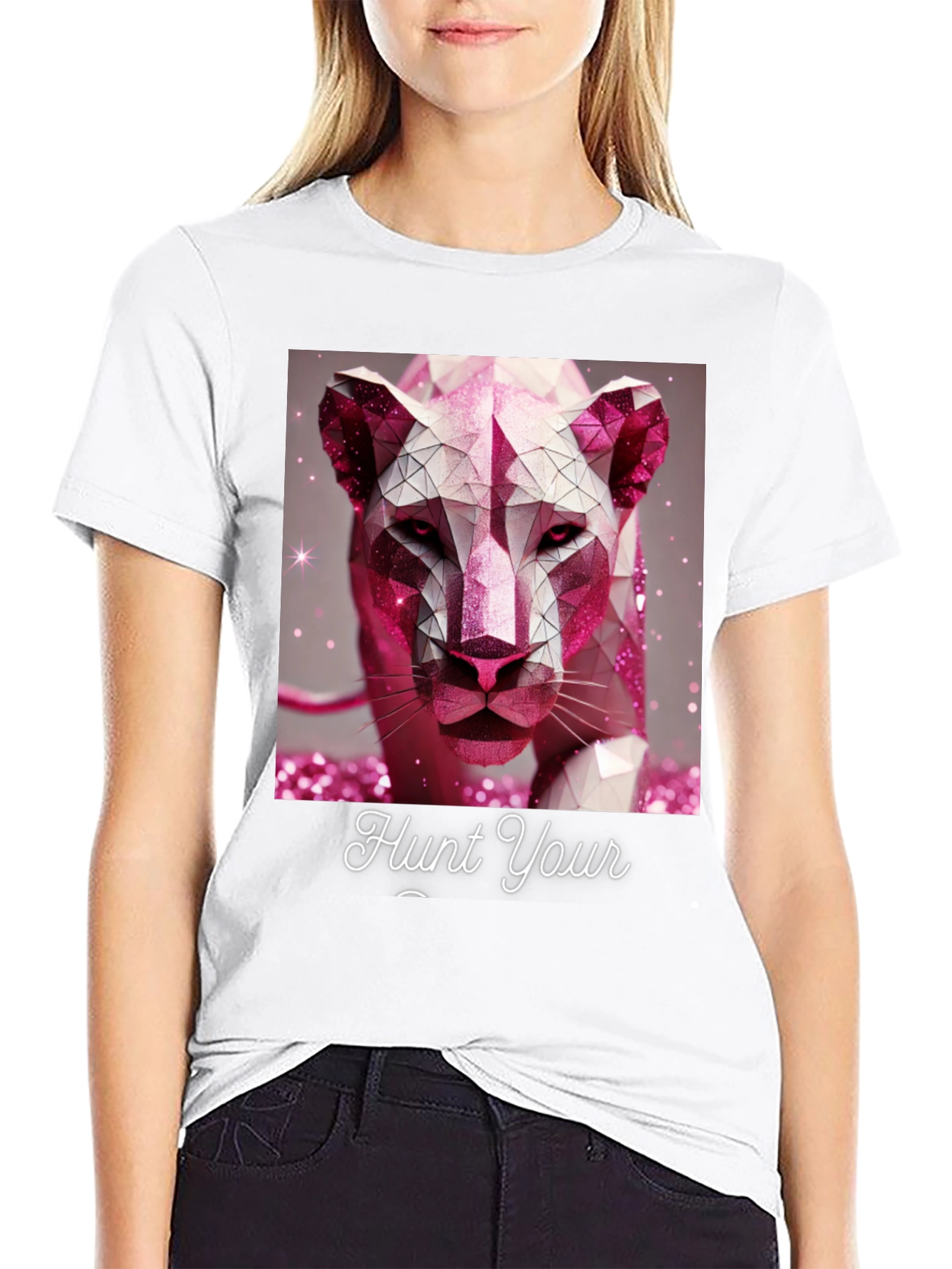 Hunt Your Dreams T-Shirt - Geometric Pink Panther Design