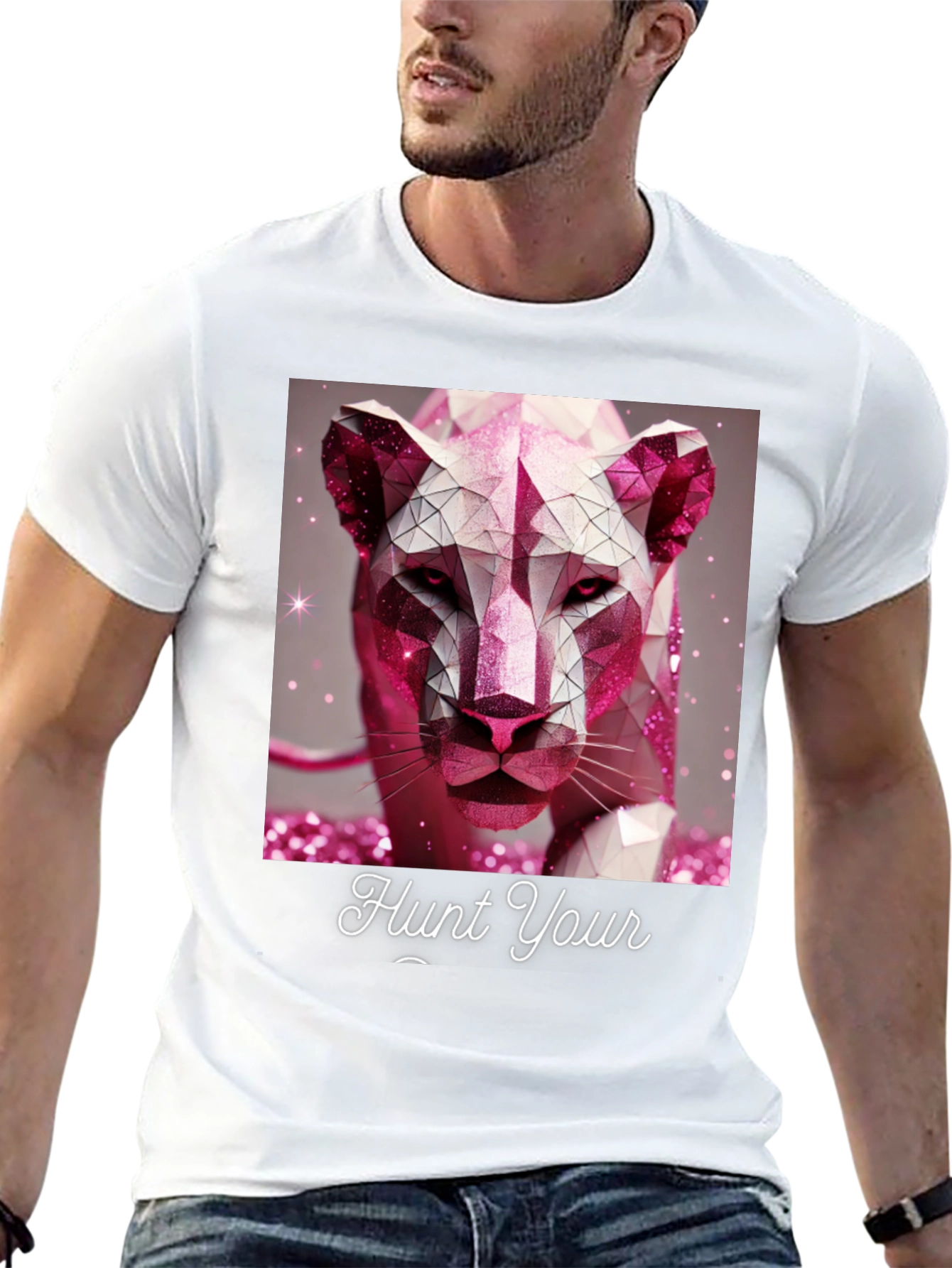 Hunt Your Dreams T-Shirt - Geometric Pink Panther Design