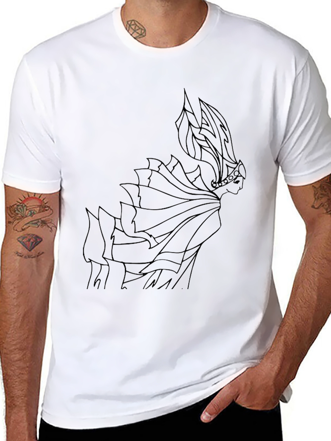 Black T-Shirt with Abstract Queen Graphic