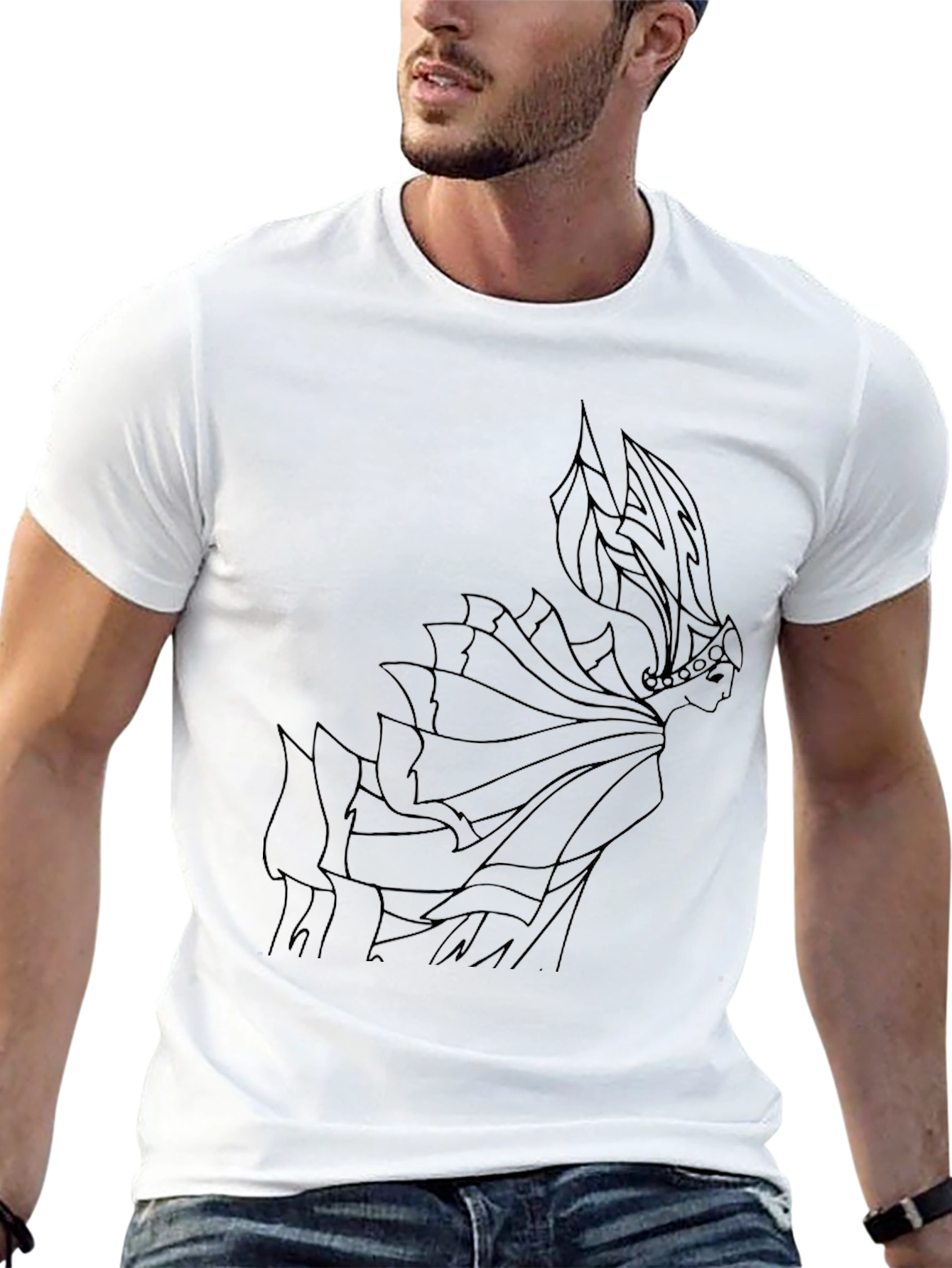 Black T-Shirt with Abstract Queen Graphic