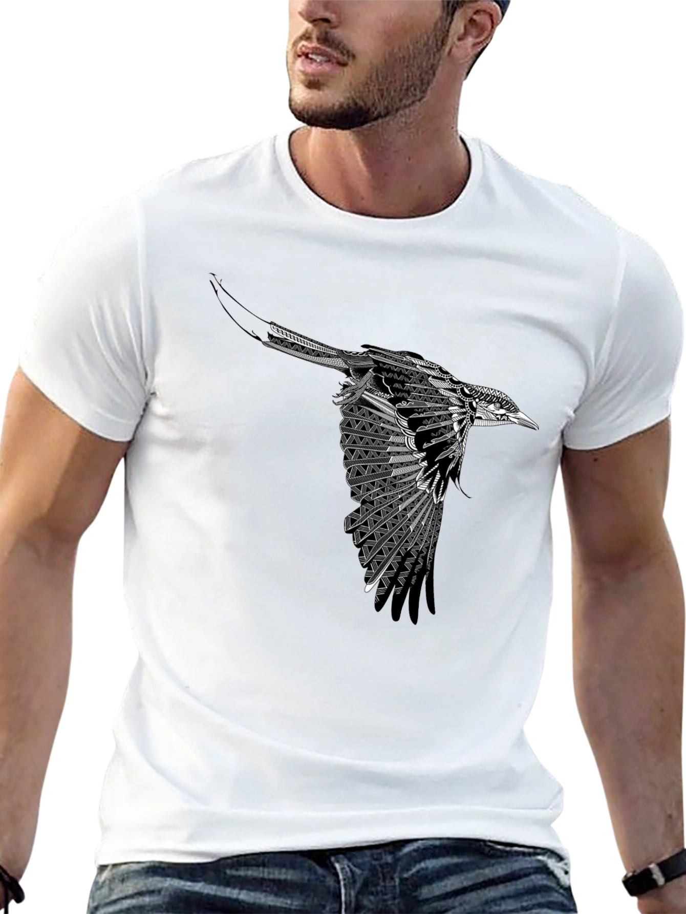 Black Bird Graphic Tee - Stylish Mens T-Shirt