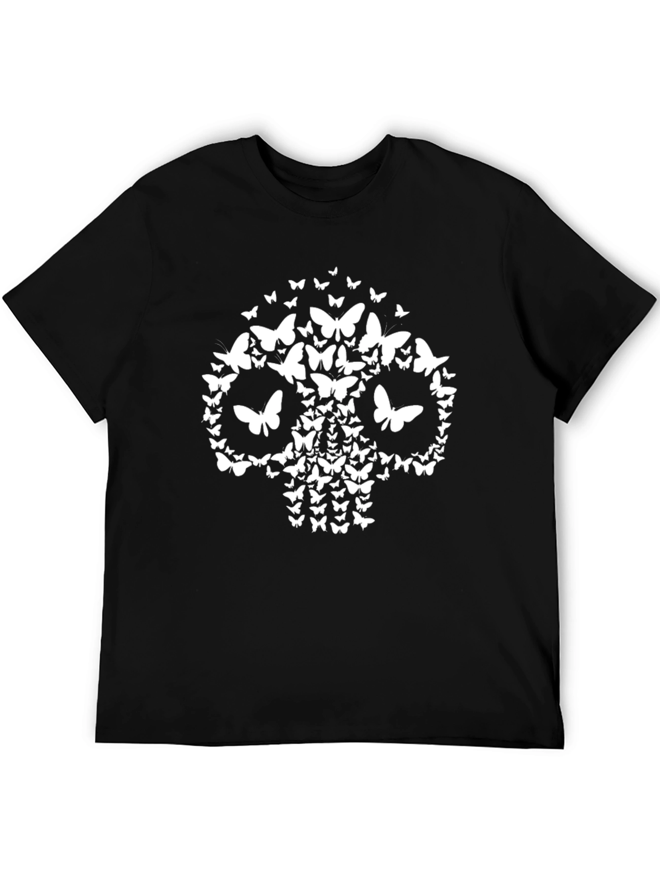 Butterfly Skull Graphic Tee - Black Cotton Blend