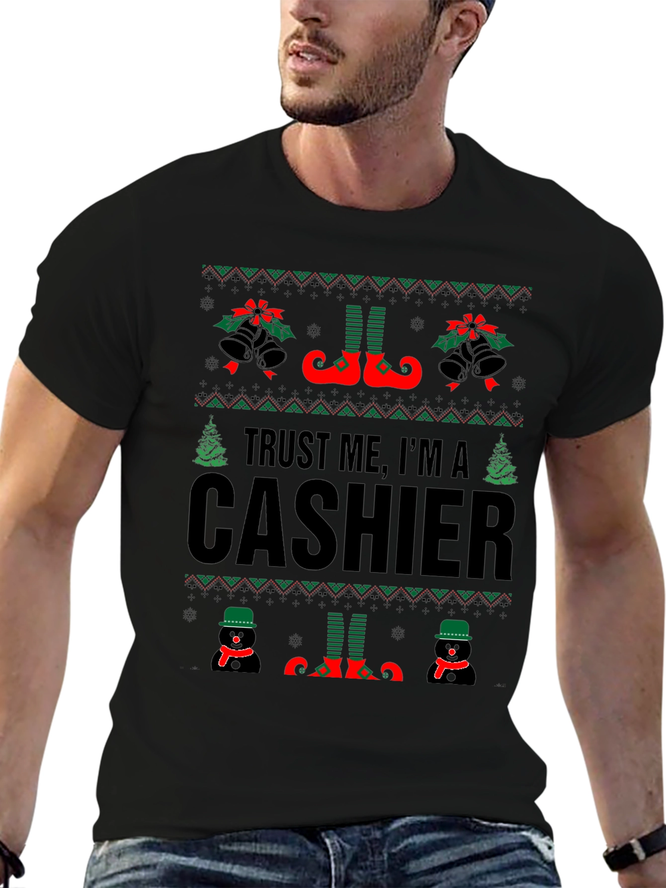 Trust Me Im A Cashier Ugly Christmas Sweater T-Shirt