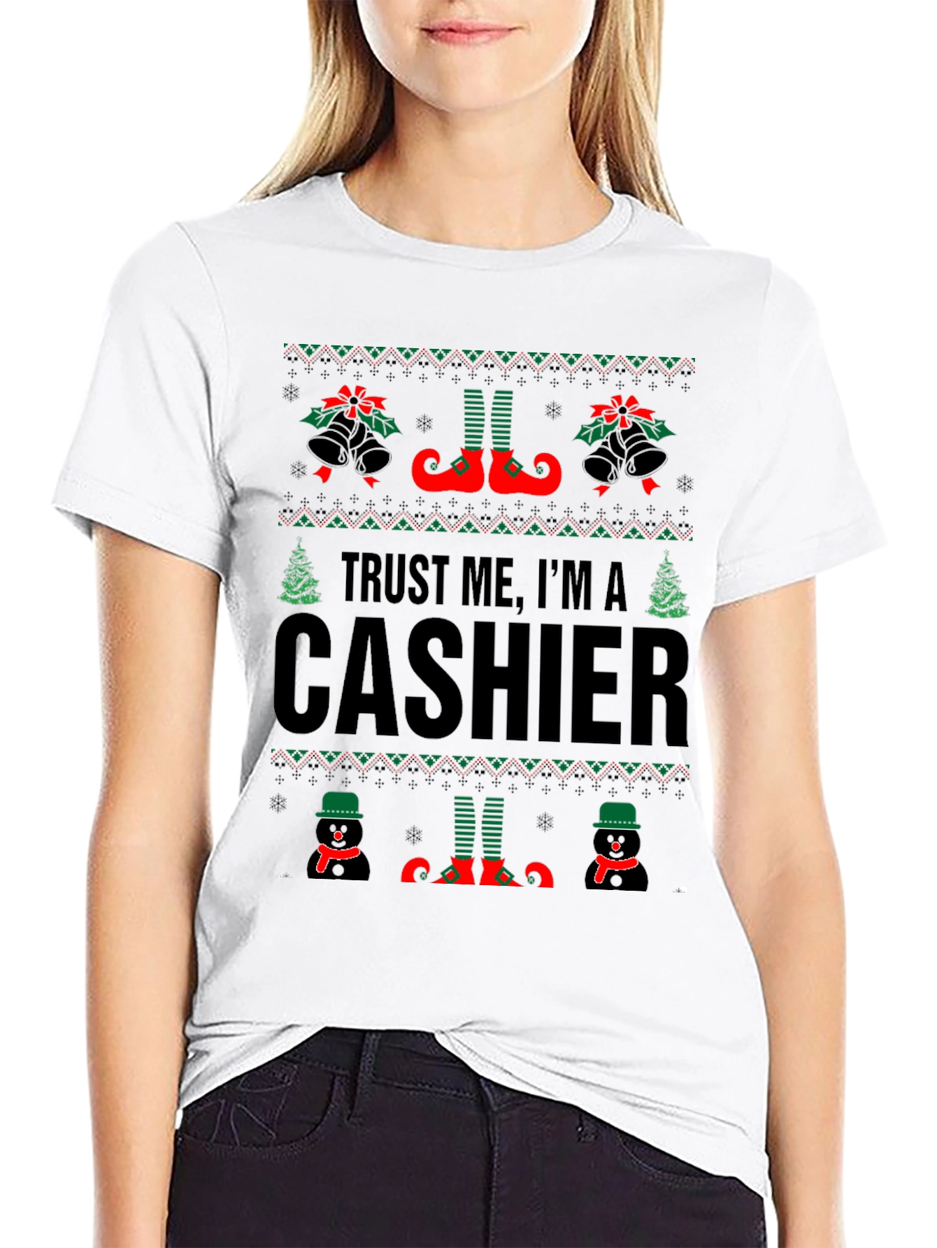 Trust Me Im A Cashier Ugly Christmas Sweater T-Shirt