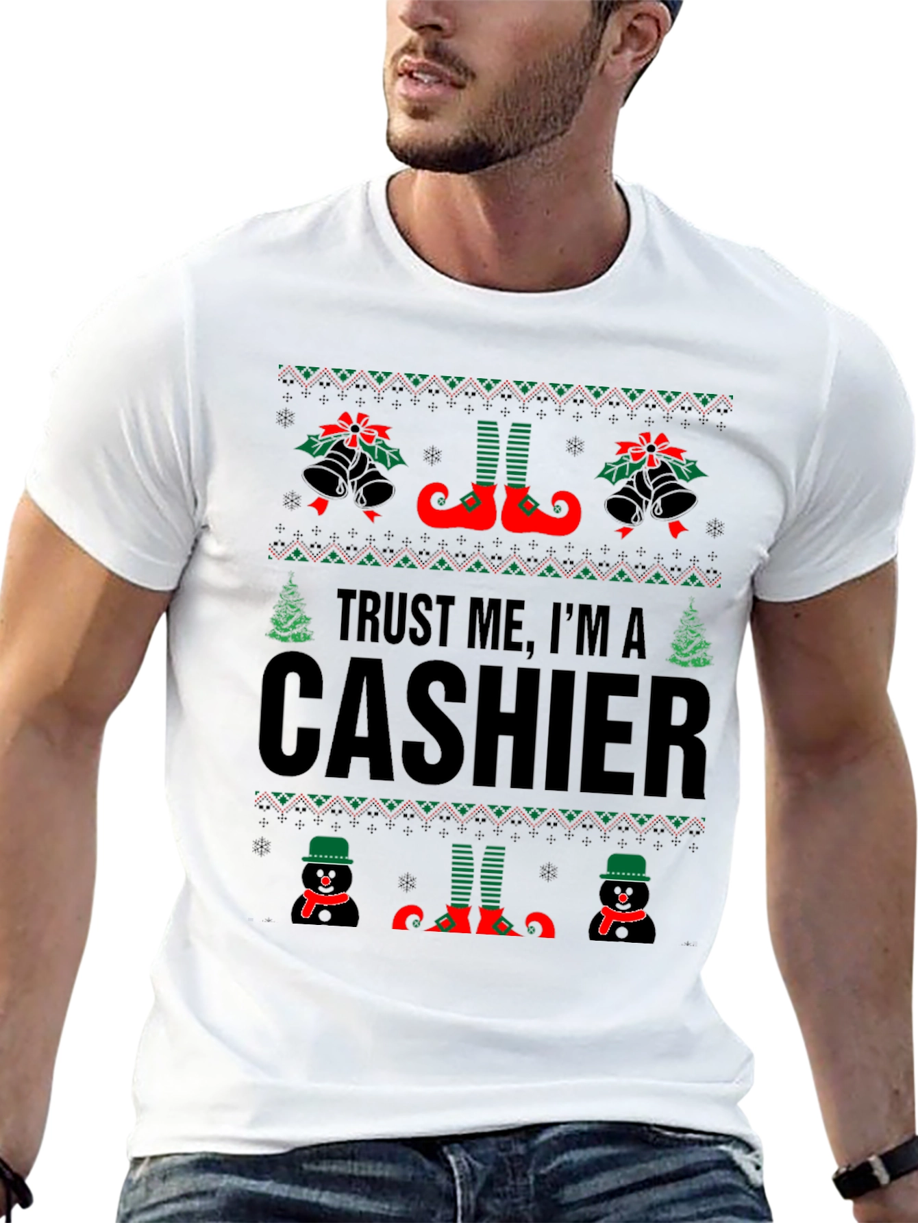 Trust Me Im A Cashier Ugly Christmas Sweater T-Shirt
