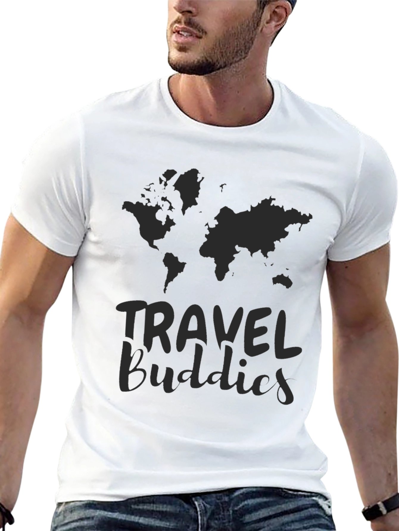 Travel Buddies Black Graphic T-Shirt