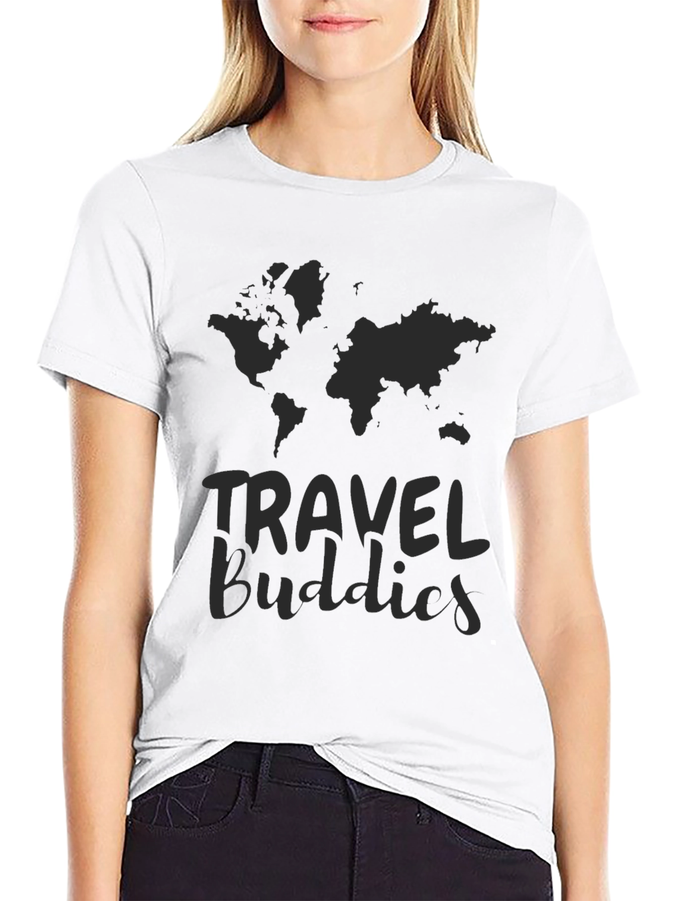 Travel Buddies Black Graphic T-Shirt