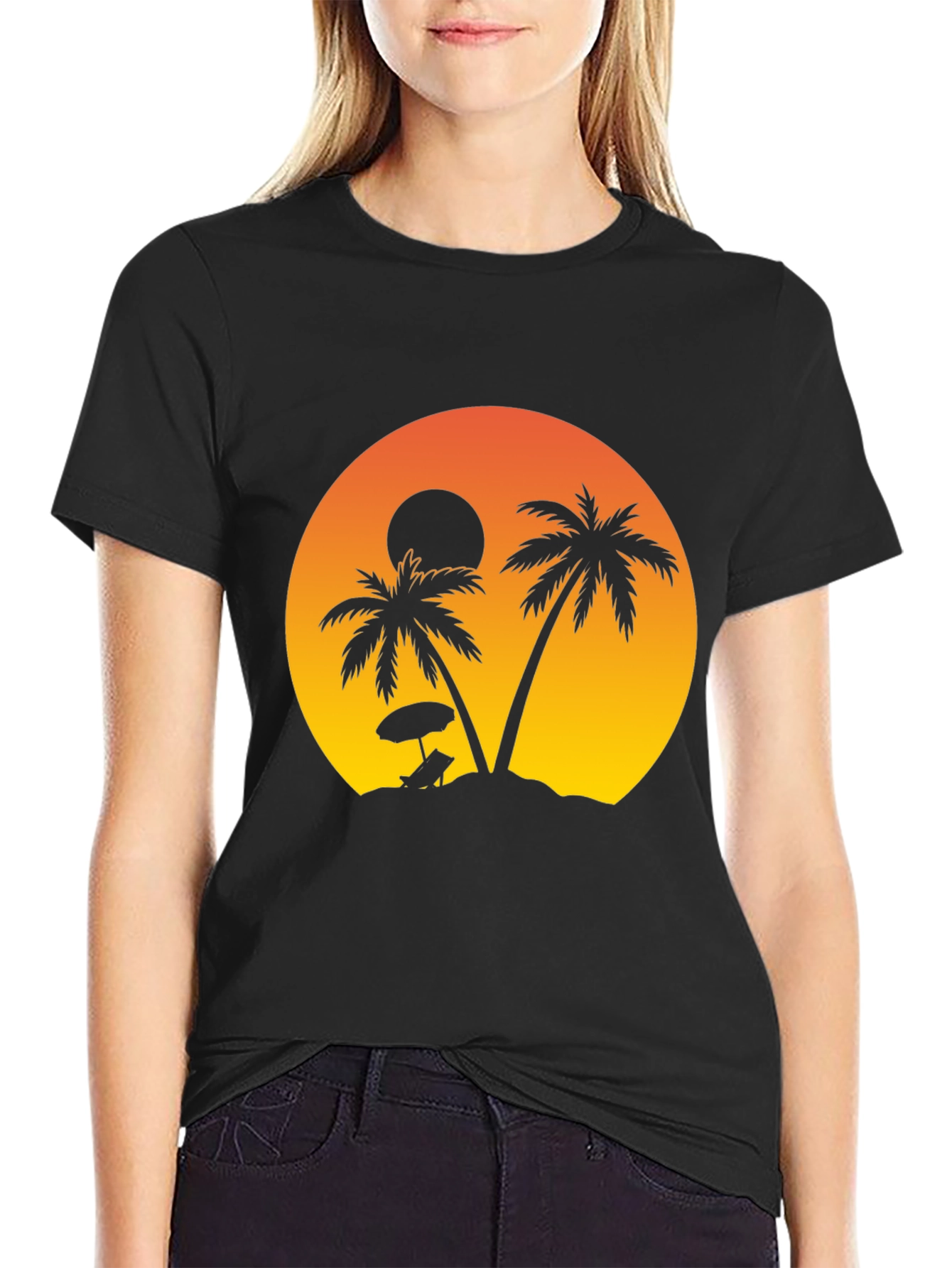 Sunset Beach Palm Tree T-Shirt