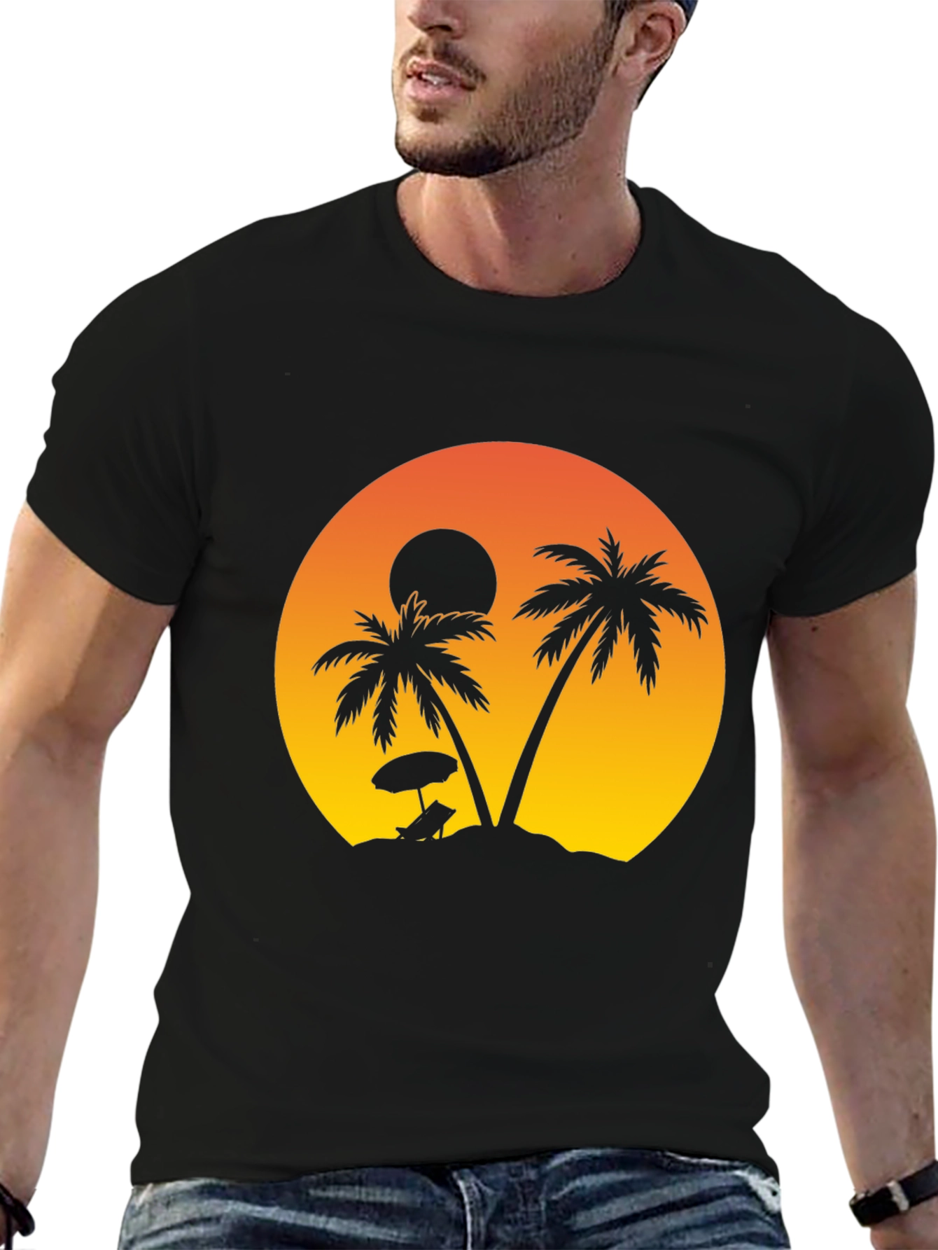 Sunset Beach Palm Tree T-Shirt
