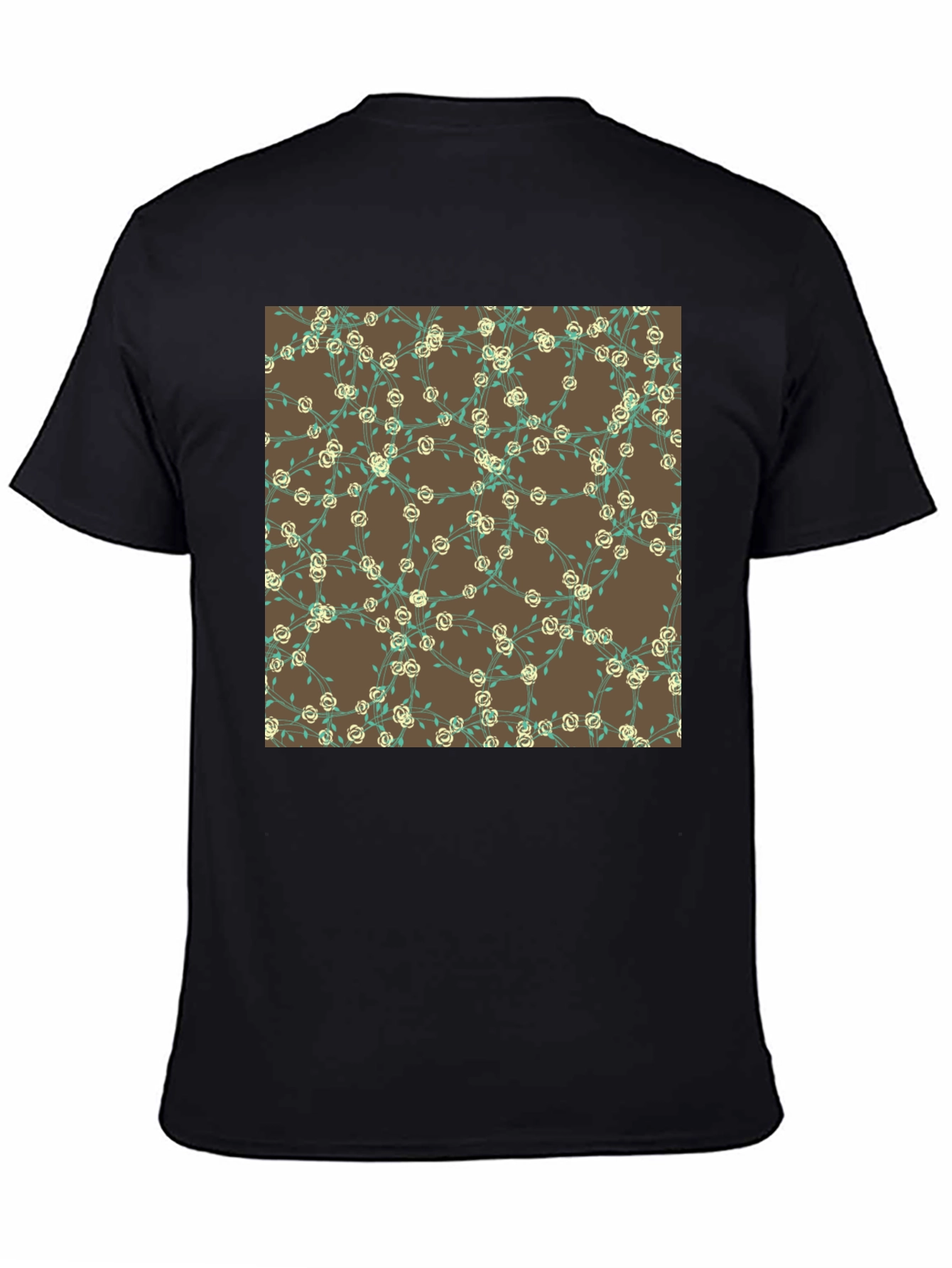 Floral Patterned Black T-Shirt