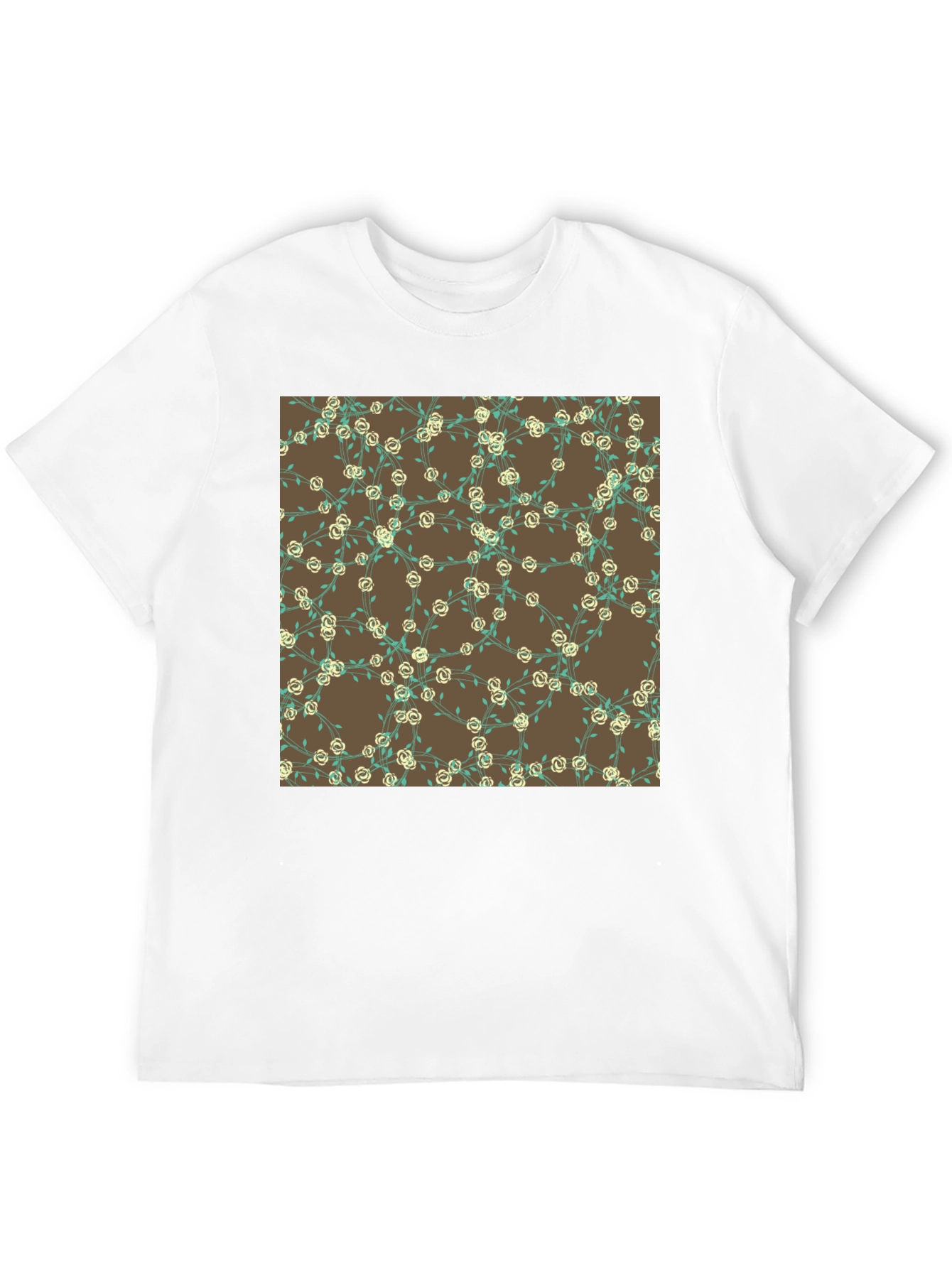 Floral Patterned Black T-Shirt