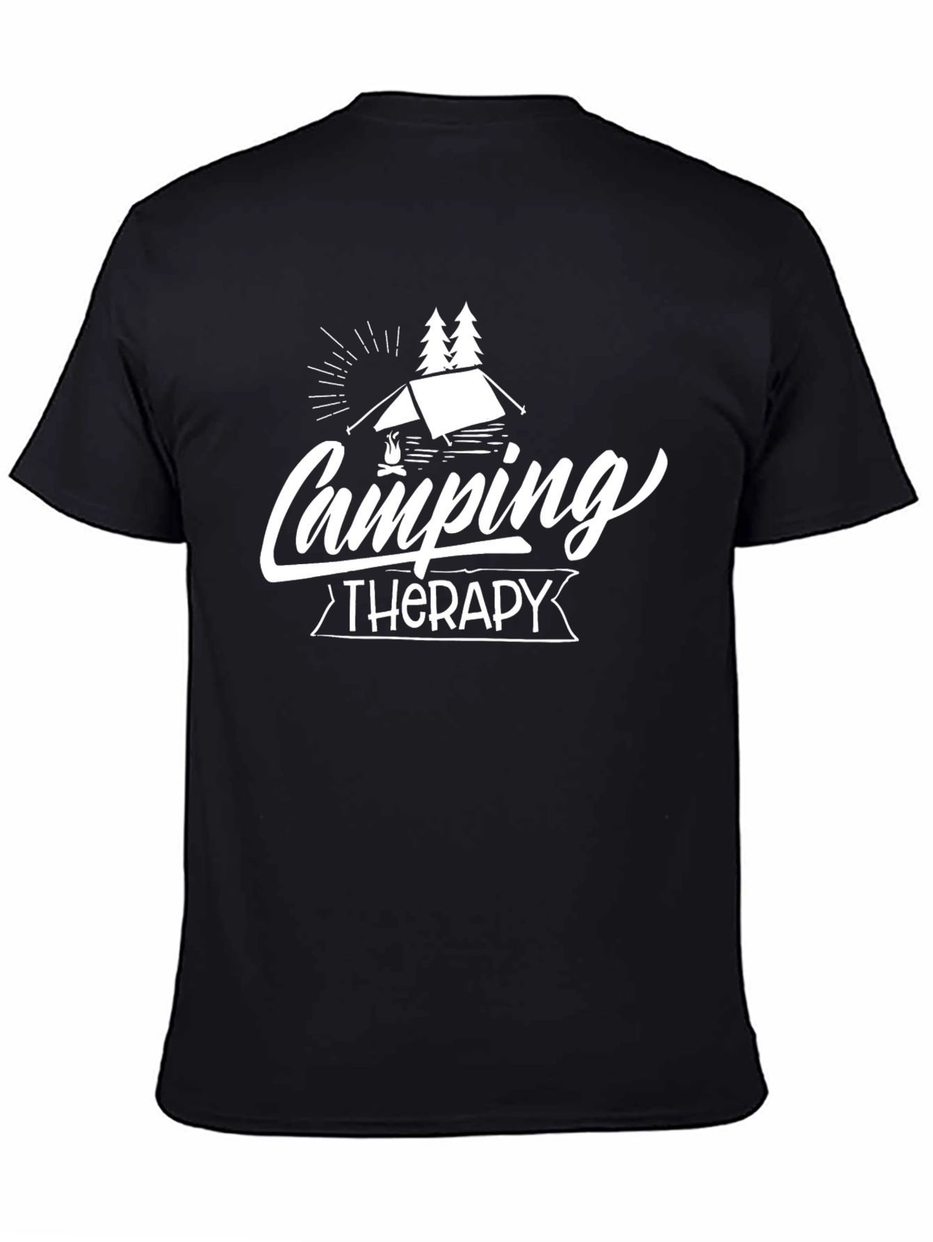 Camping Therapy Black T-Shirt