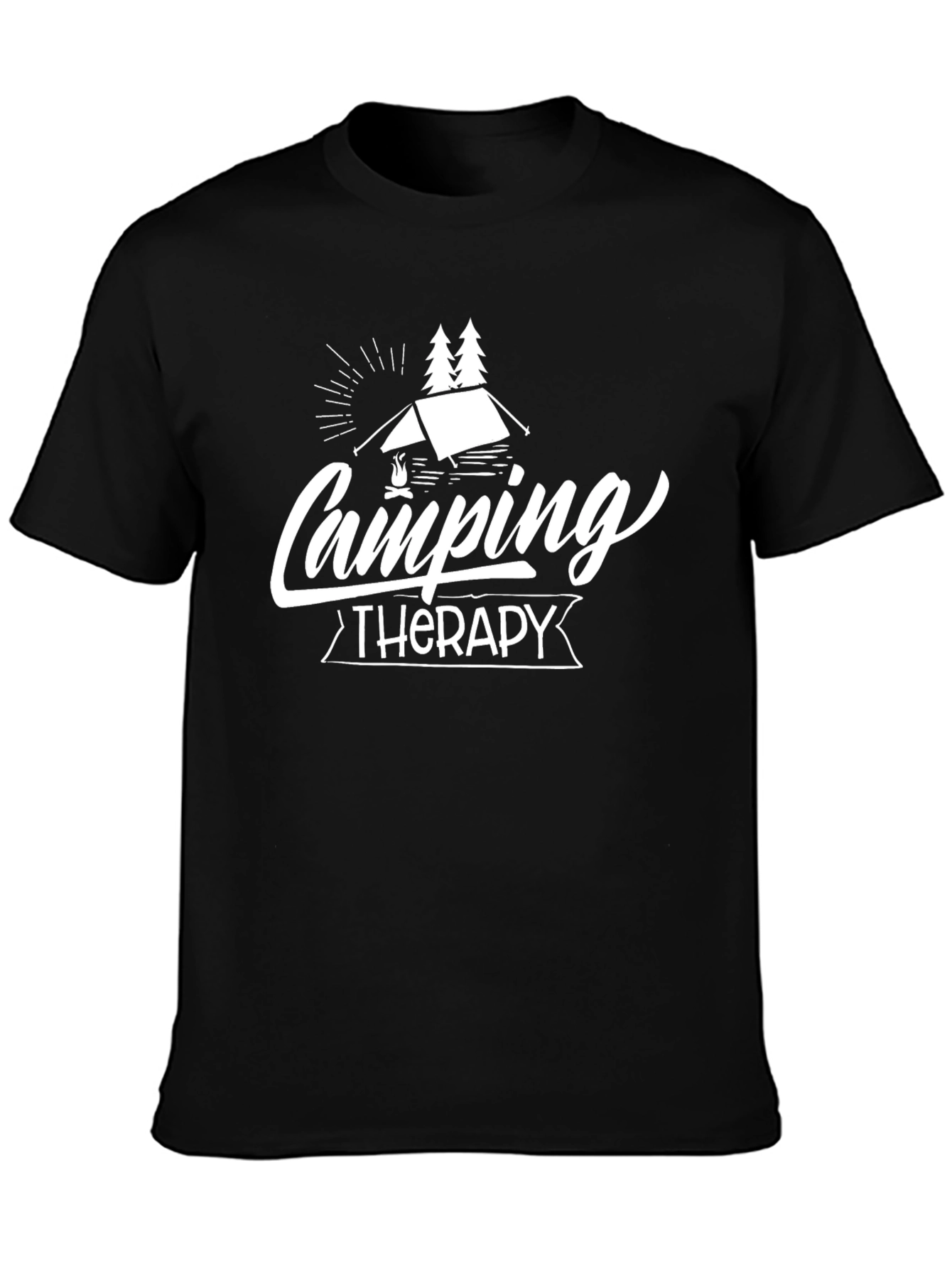 Camping Therapy Black T-Shirt