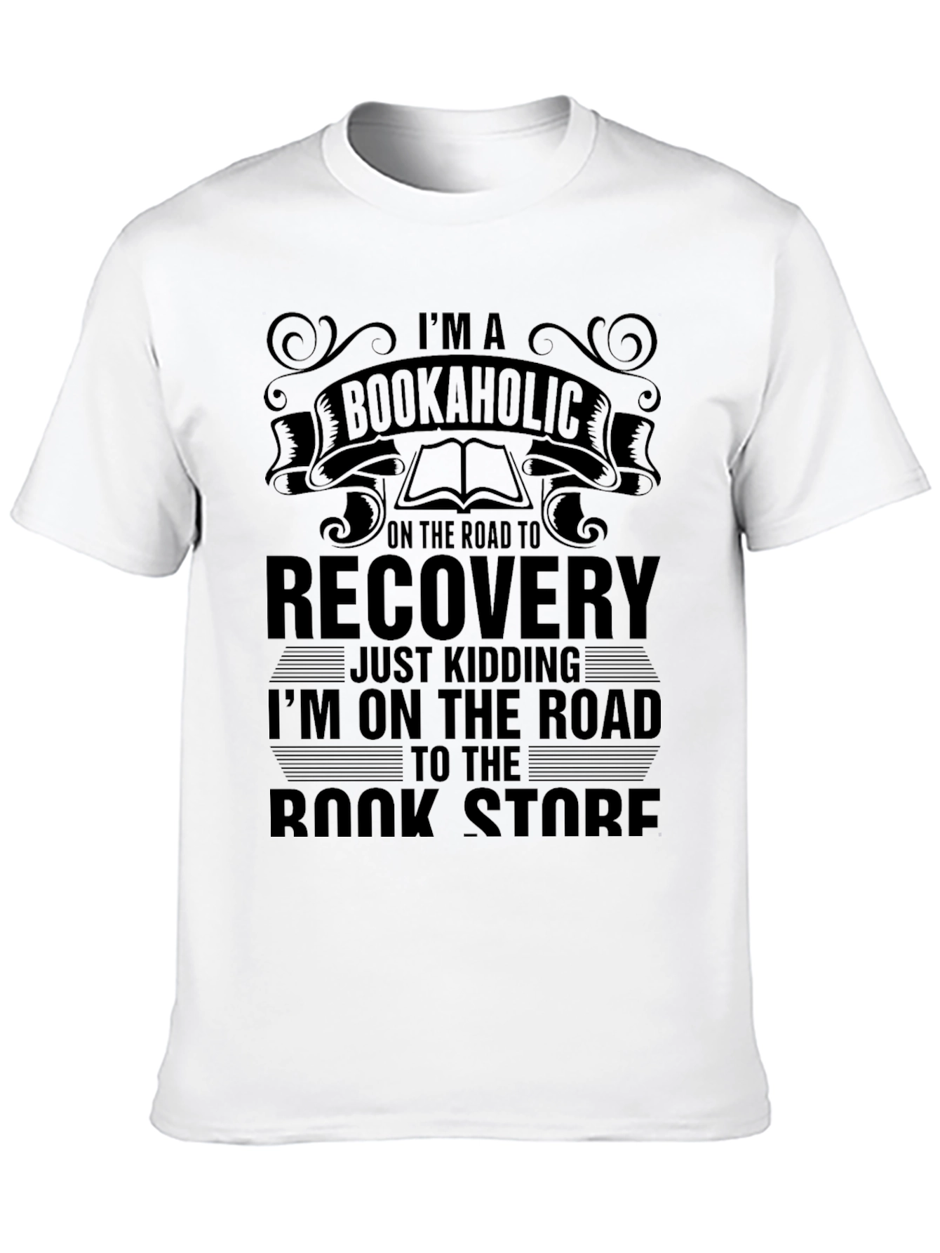 Bookaholic T-Shirt: Road to Bookstore Funny Novelty Tee