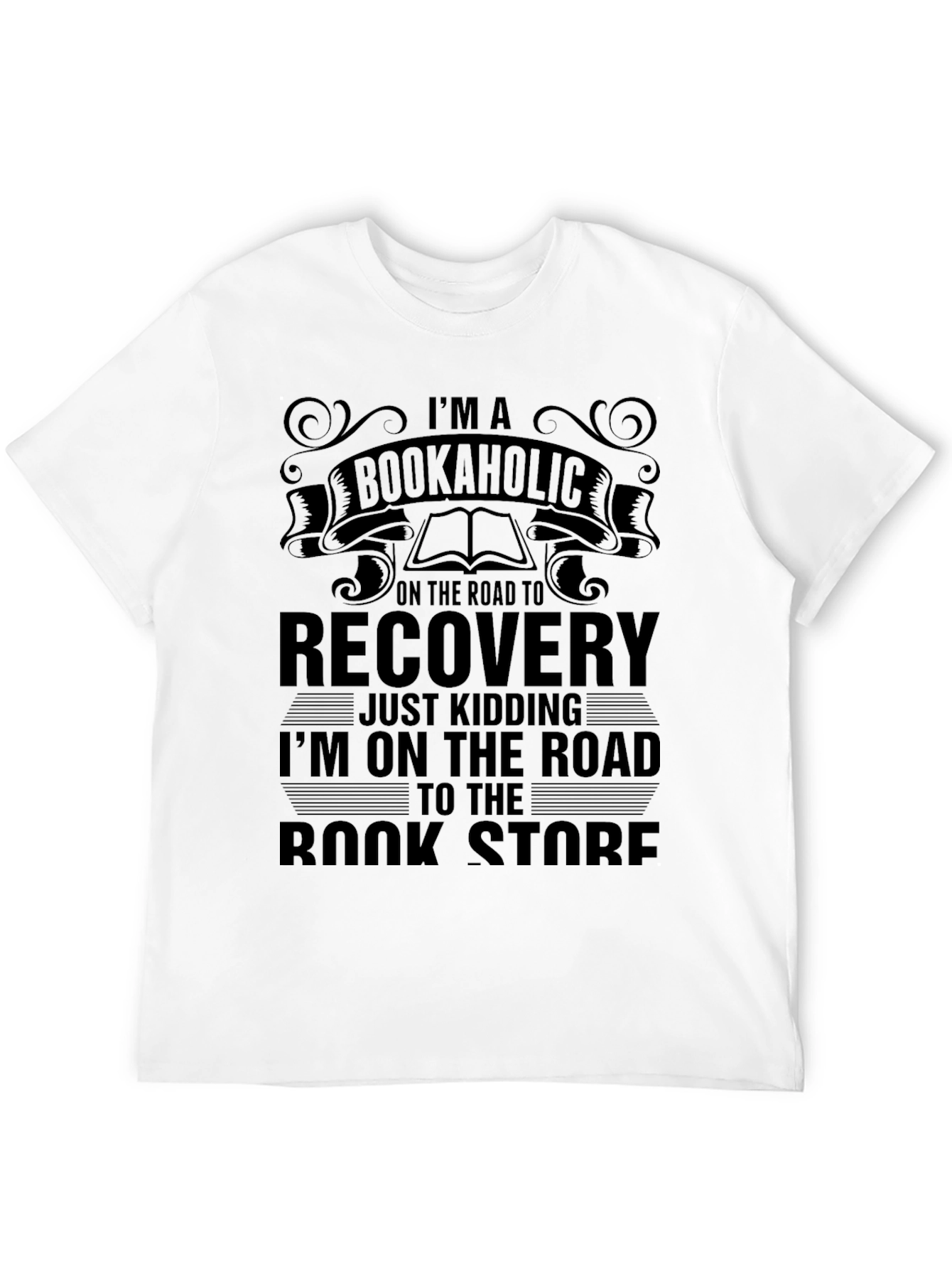 Bookaholic T-Shirt: Road to Bookstore Funny Novelty Tee