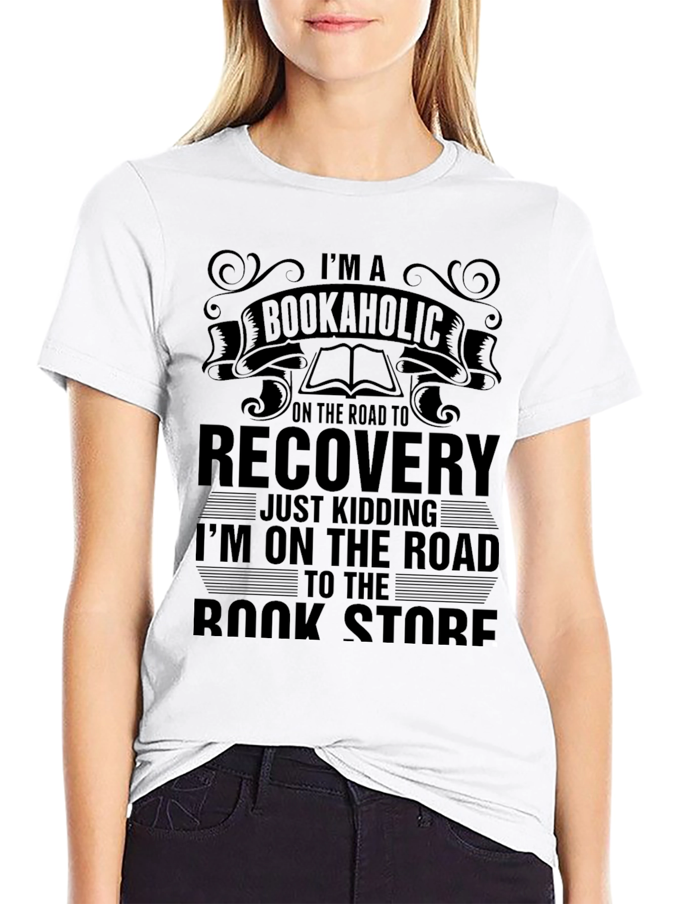 Bookaholic T-Shirt: Road to Bookstore Funny Novelty Tee