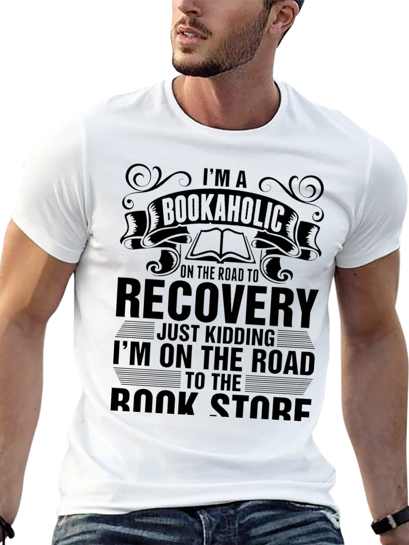 Bookaholic T-Shirt: Road to Bookstore Funny Novelty Tee