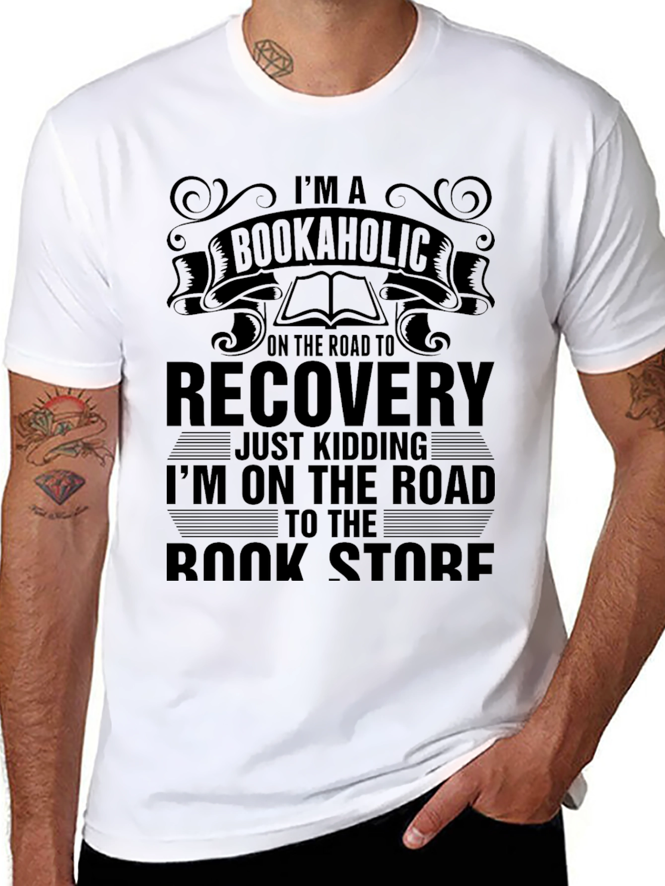 Bookaholic T-Shirt: Road to Bookstore Funny Novelty Tee
