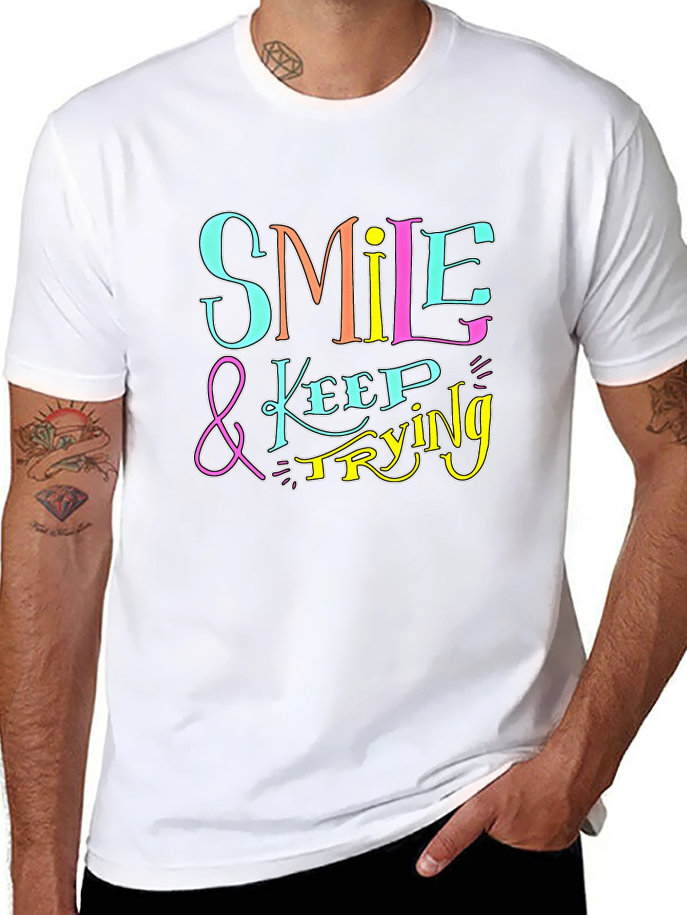 Smile & Keep Trying Black Graphic Tee