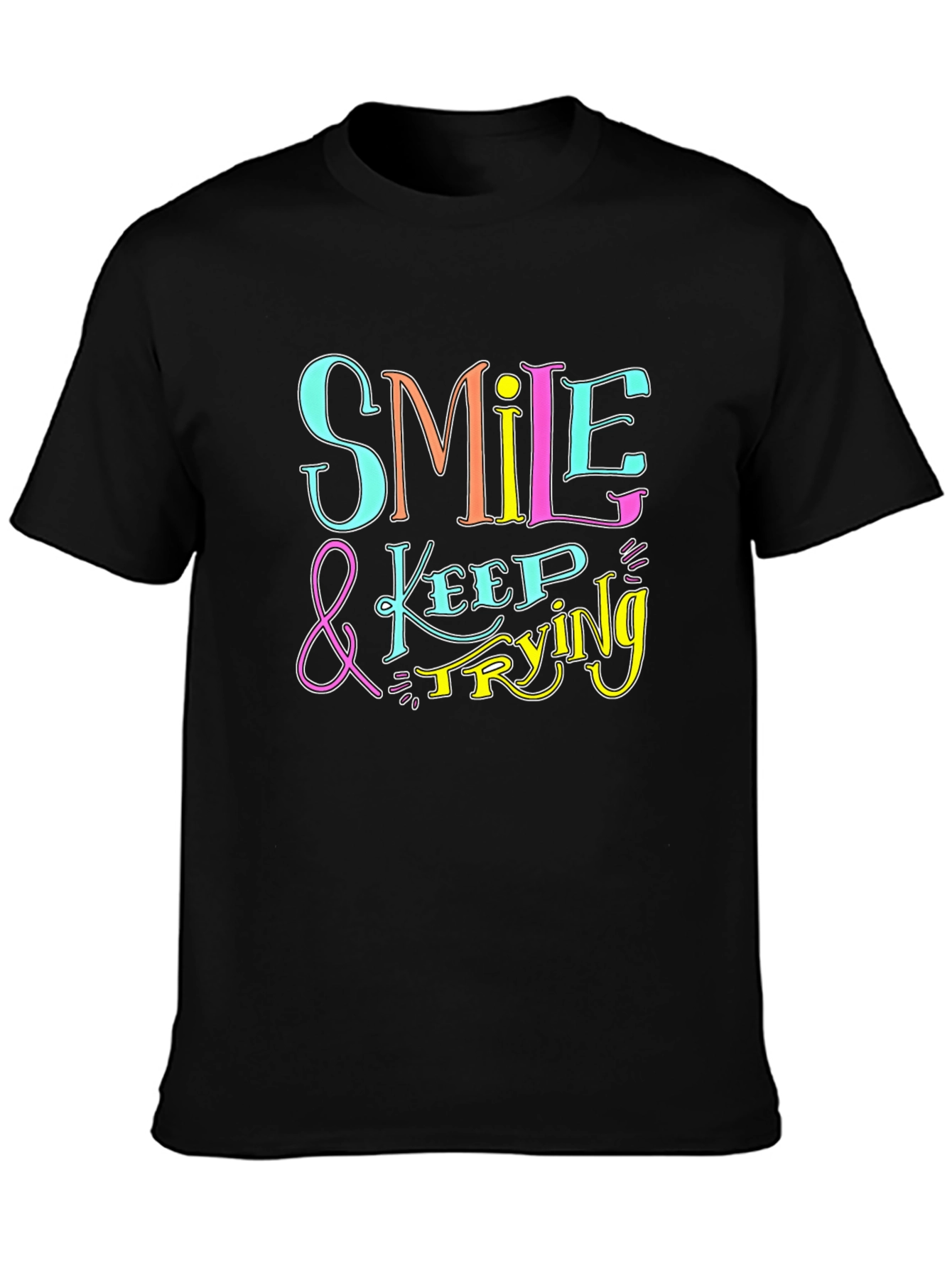 Smile & Keep Trying Black Graphic Tee