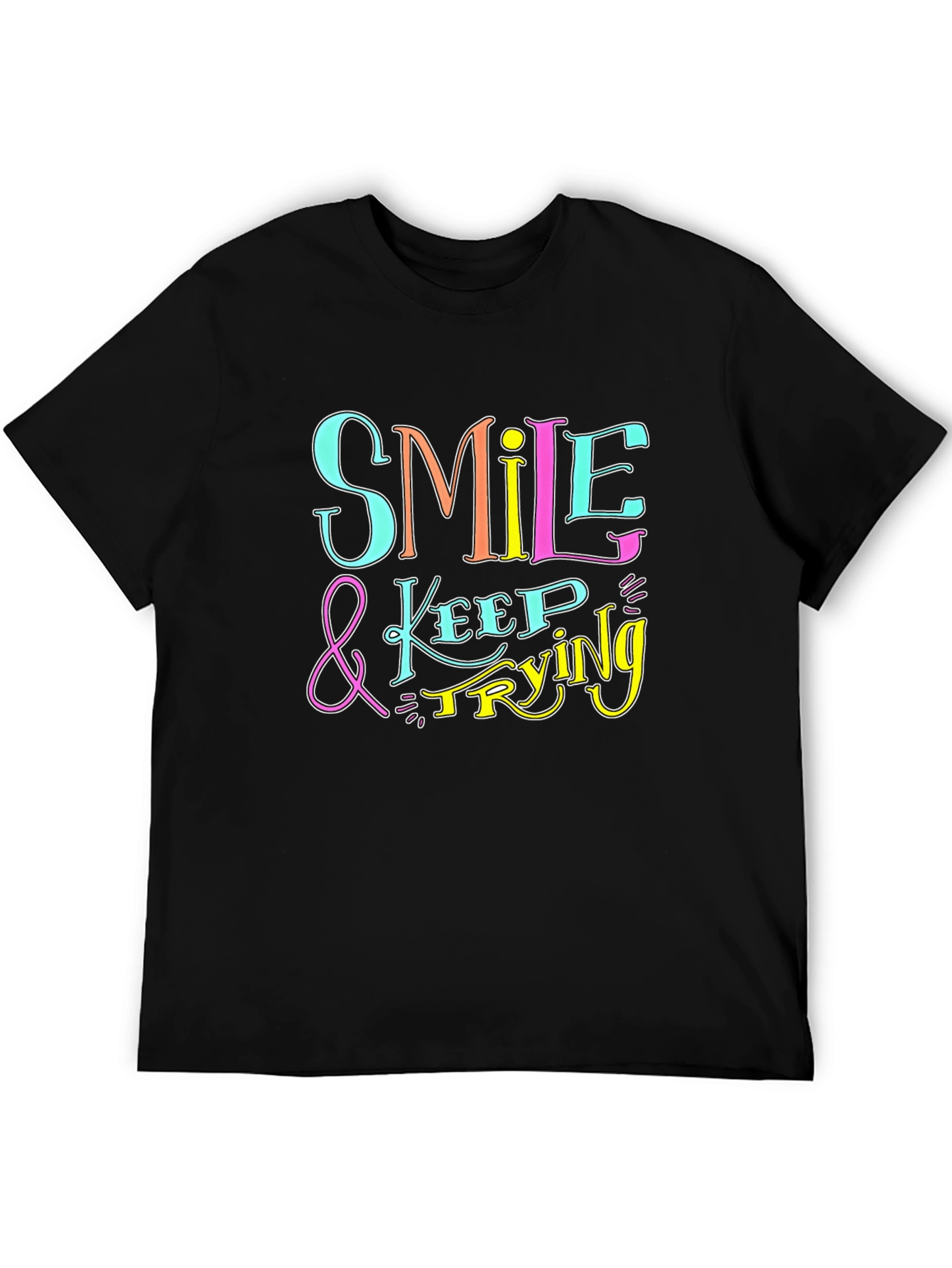 Smile & Keep Trying Black Graphic Tee