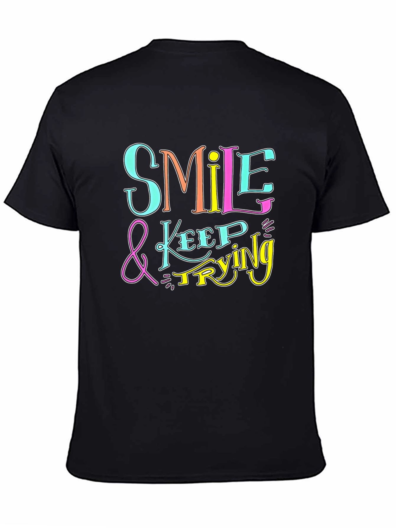 Smile & Keep Trying Black Graphic Tee