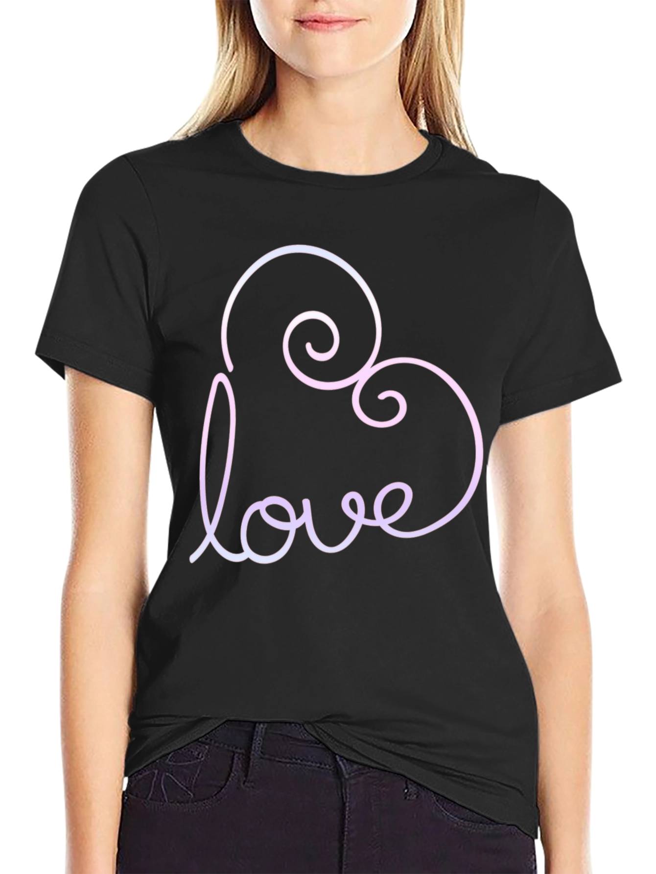 Love Heart Graphic Tee - Stylish Black T-Shirt