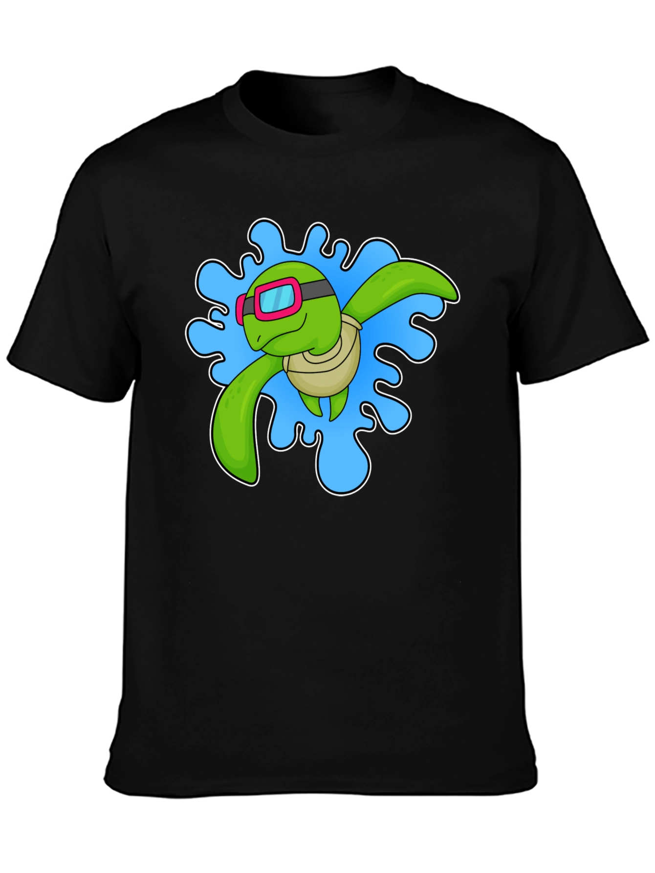 Turtle Swimmer Graphic T-Shirt - Black
