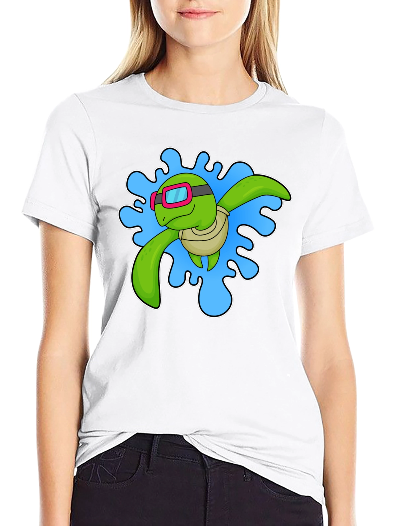 Turtle Swimmer Graphic T-Shirt - Black