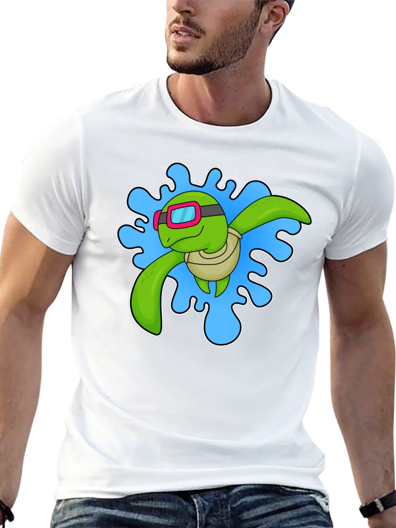 Turtle Swimmer Graphic T-Shirt - Black